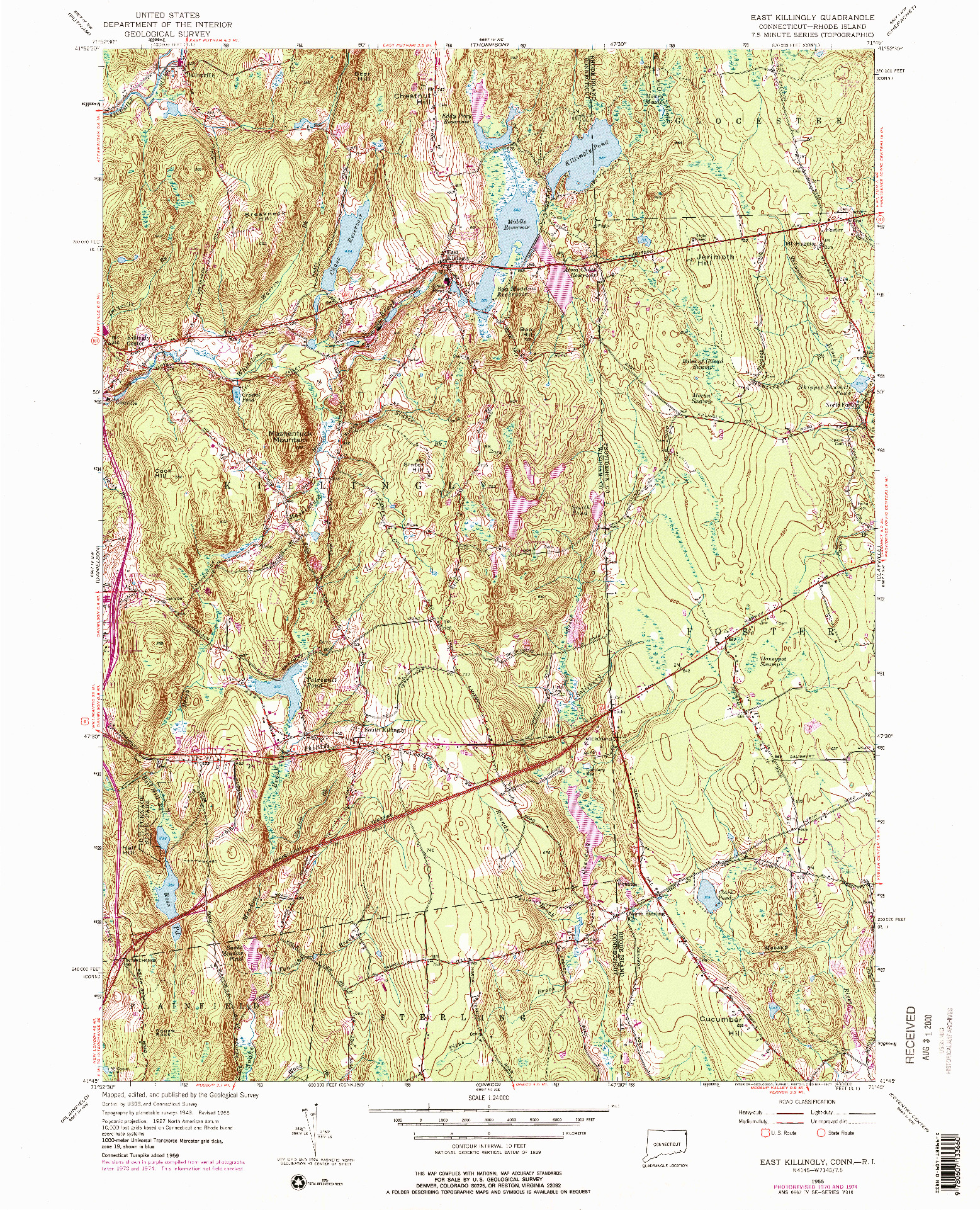 USGS 1:24000-SCALE QUADRANGLE FOR EAST KILLINGLY, CT 1955