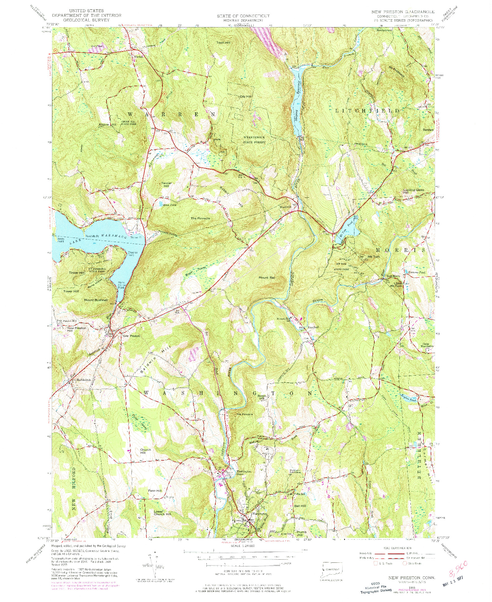 USGS 1:24000-SCALE QUADRANGLE FOR NEW PRESTON, CT 1955