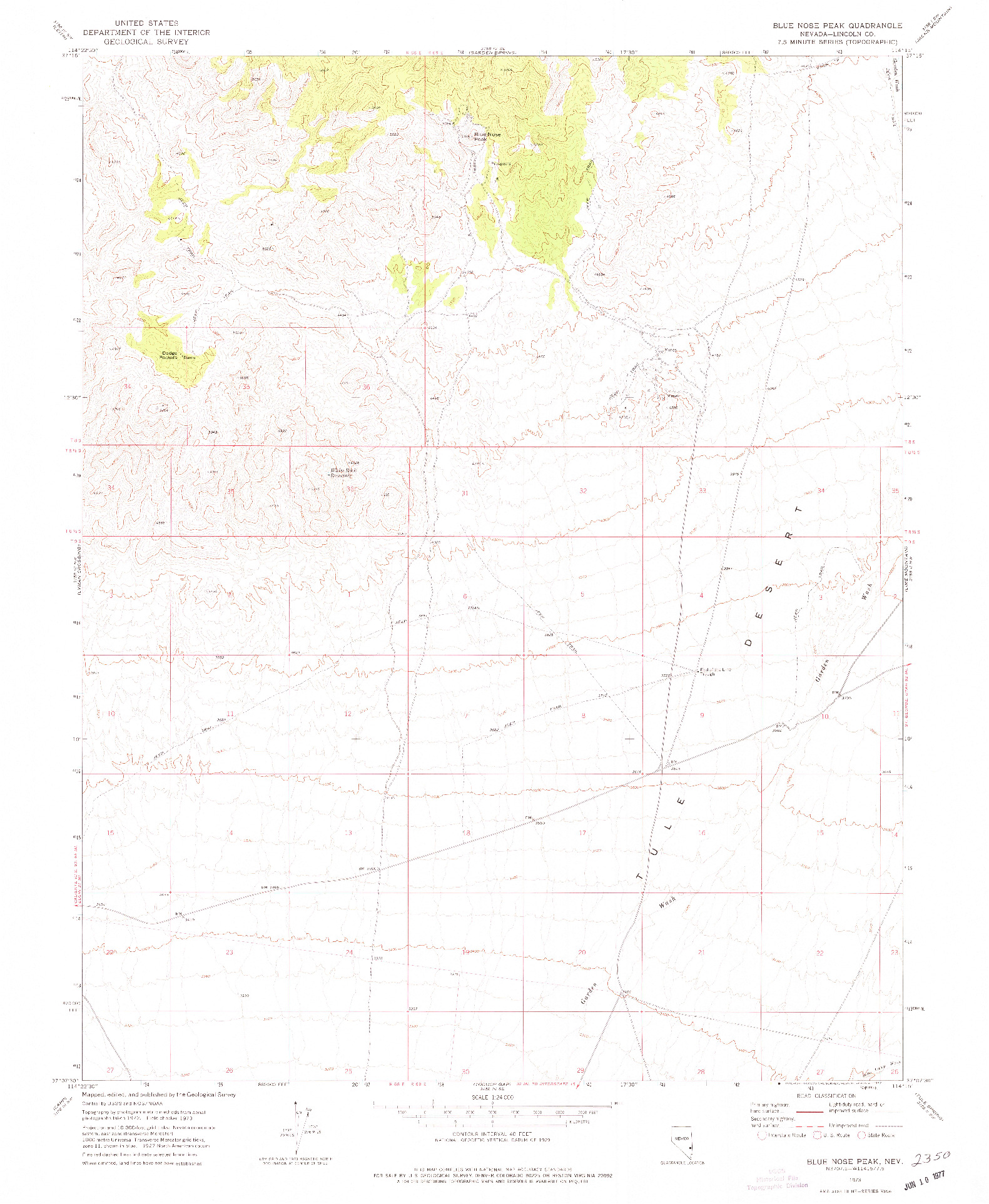 USGS 1:24000-SCALE QUADRANGLE FOR BLUE NOSE PEAK, NV 1973