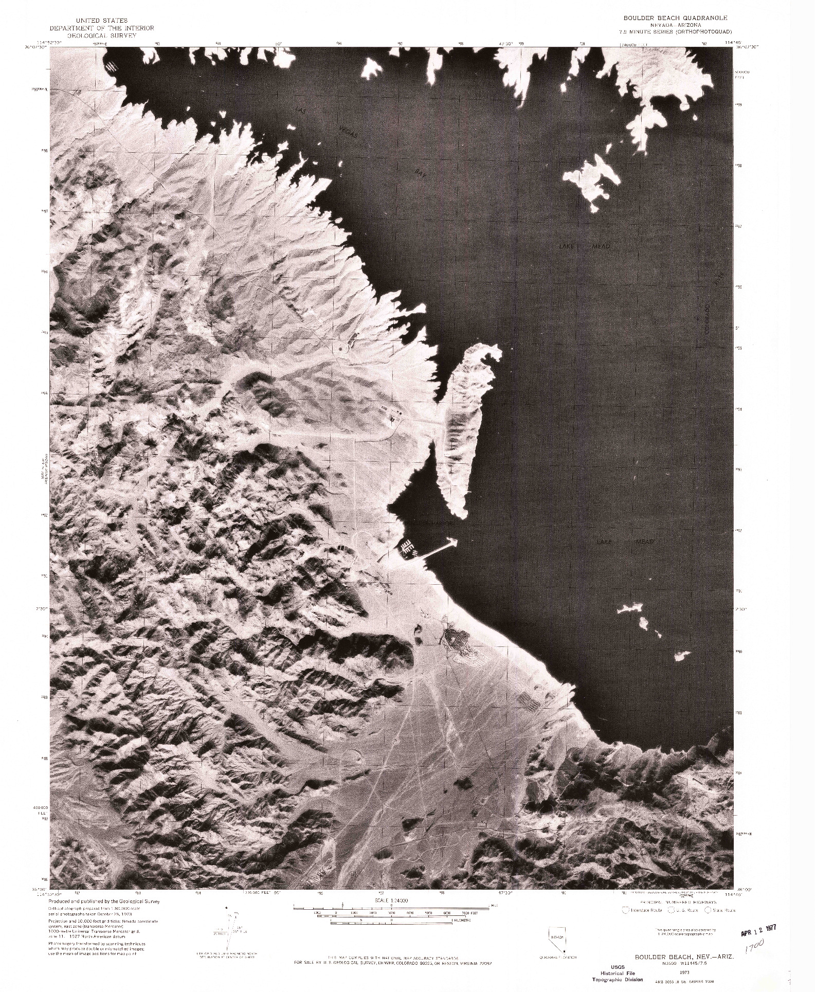 USGS 1:24000-SCALE QUADRANGLE FOR BOULDER BEACH, NV 1973