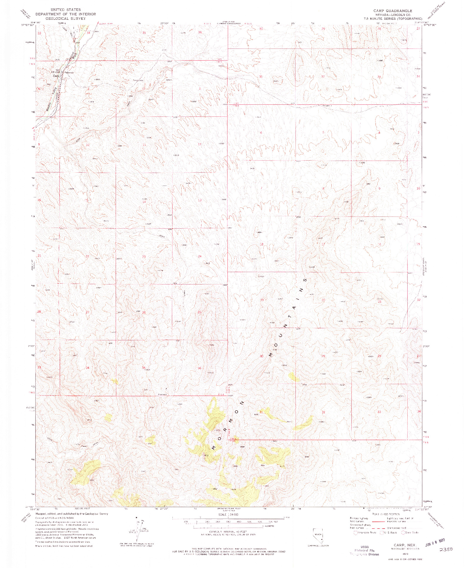 USGS 1:24000-SCALE QUADRANGLE FOR CARP, NV 1973