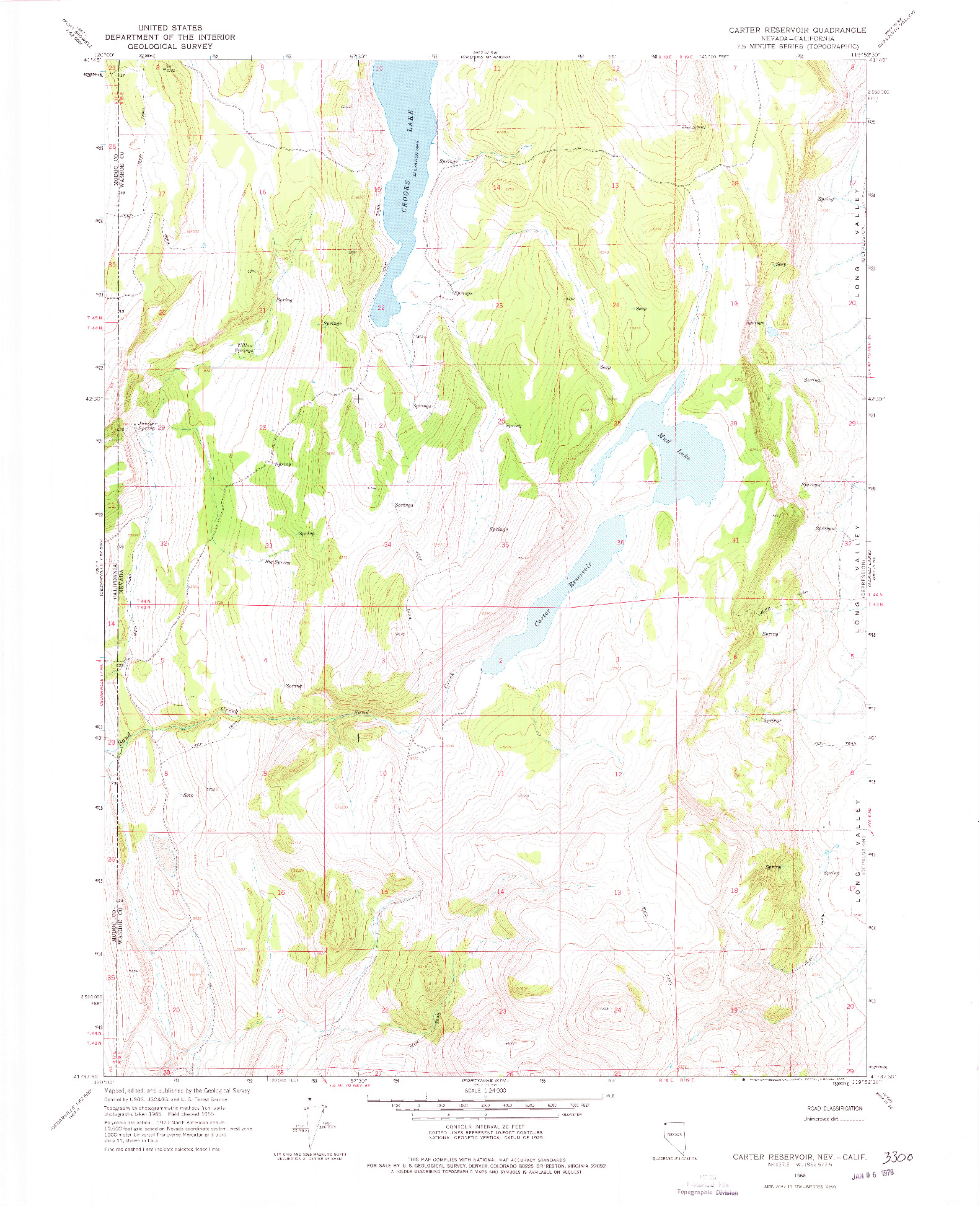 USGS 1:24000-SCALE QUADRANGLE FOR CARTER RESERVOIR, NV 1966