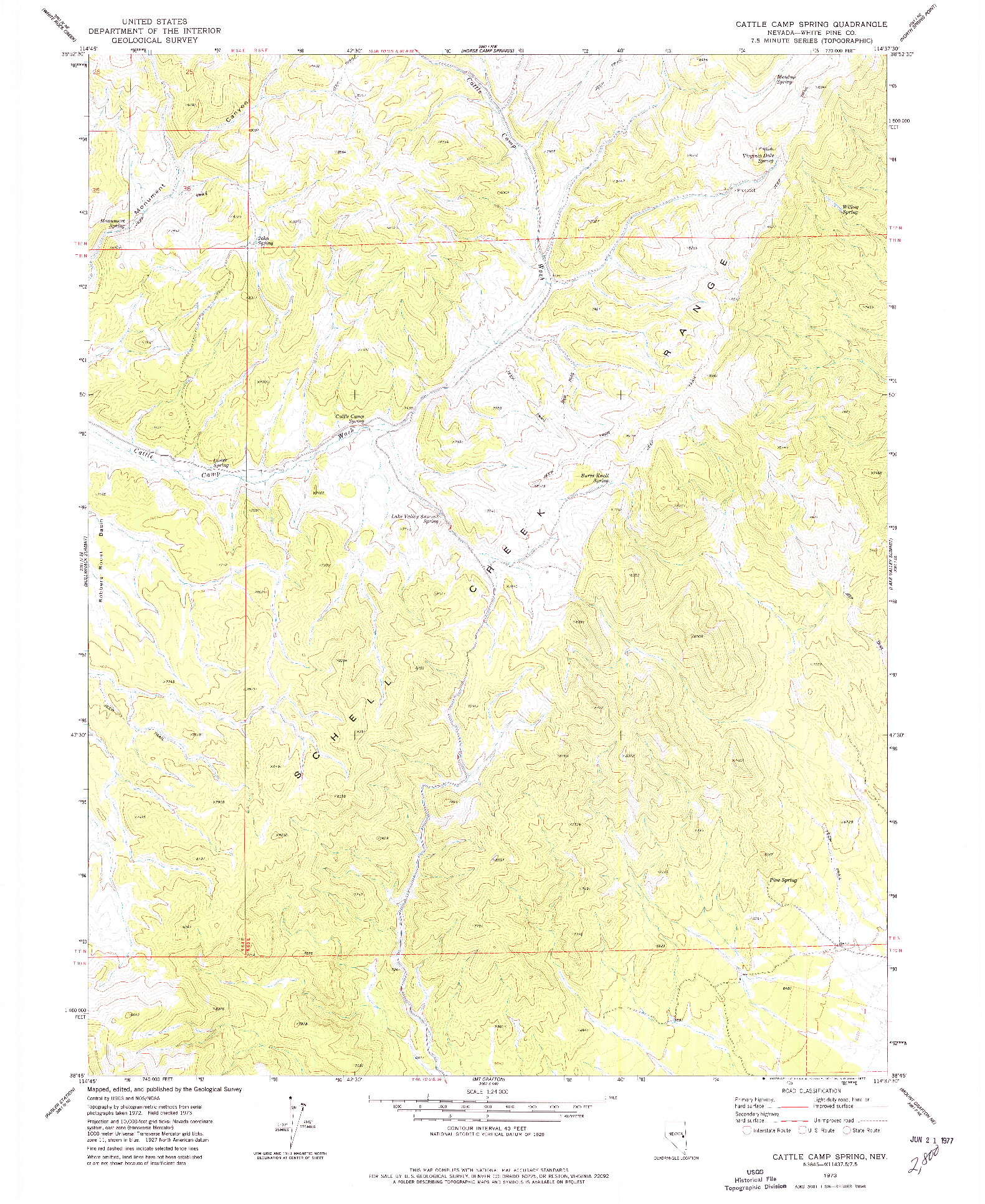 USGS 1:24000-SCALE QUADRANGLE FOR CATTLE CAMP SPRING, NV 1973