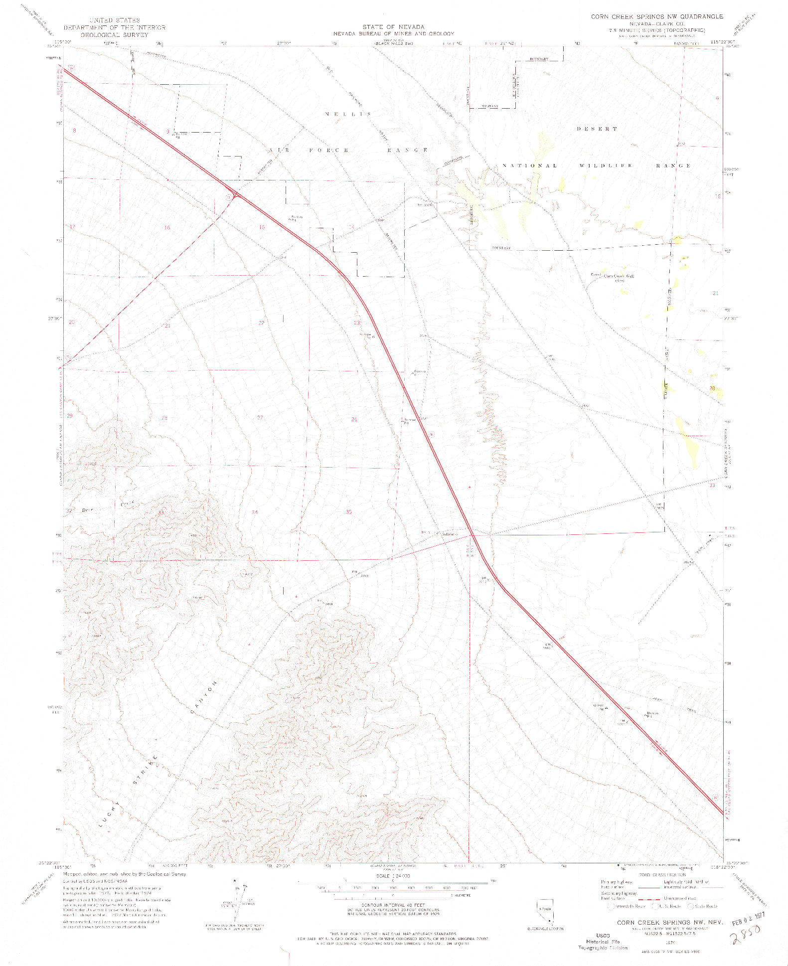 USGS 1:24000-SCALE QUADRANGLE FOR CORN CREEK SPRINGS NW, NV 1974