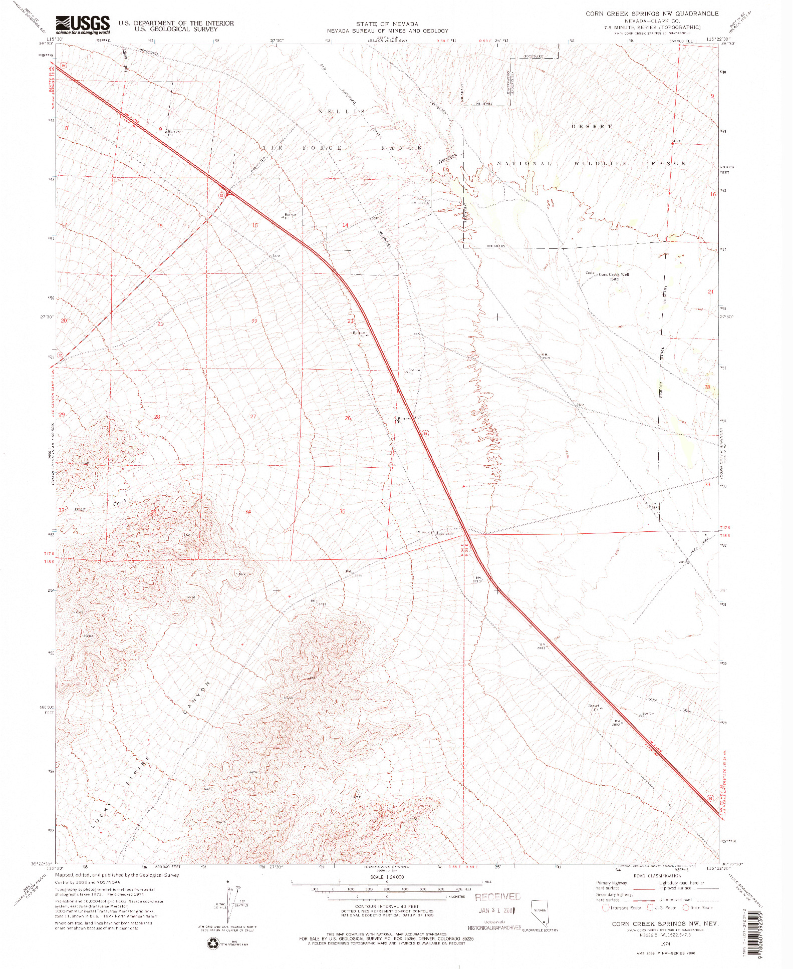 USGS 1:24000-SCALE QUADRANGLE FOR CORN CREEK SPRINGS NW, NV 1974