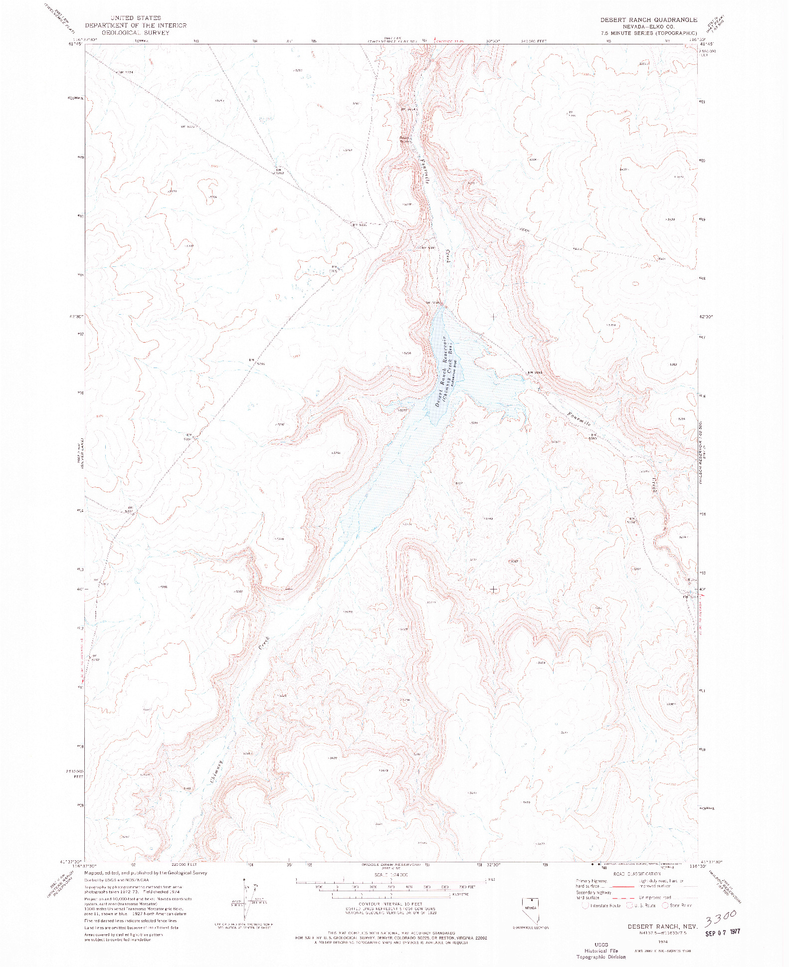 USGS 1:24000-SCALE QUADRANGLE FOR DESERT RANCH, NV 1974