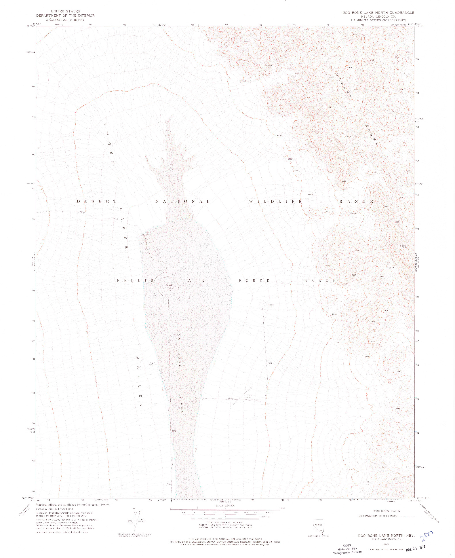 USGS 1:24000-SCALE QUADRANGLE FOR DOG BONE LAKE NORTH, NV 1973