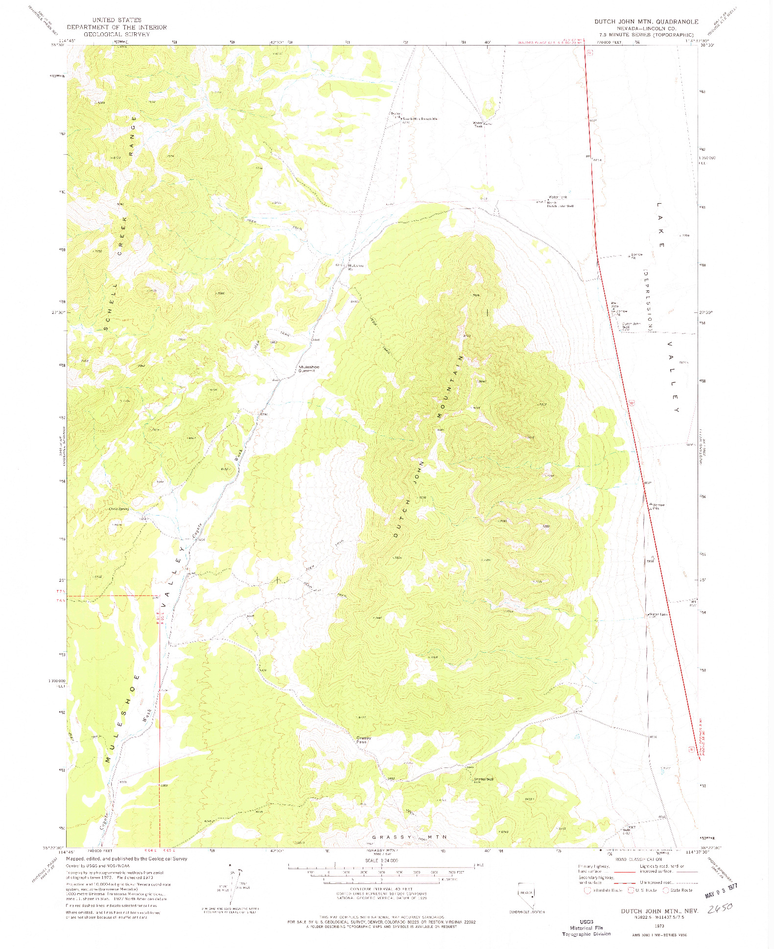 USGS 1:24000-SCALE QUADRANGLE FOR DUTCH JOHN MTN, NV 1973