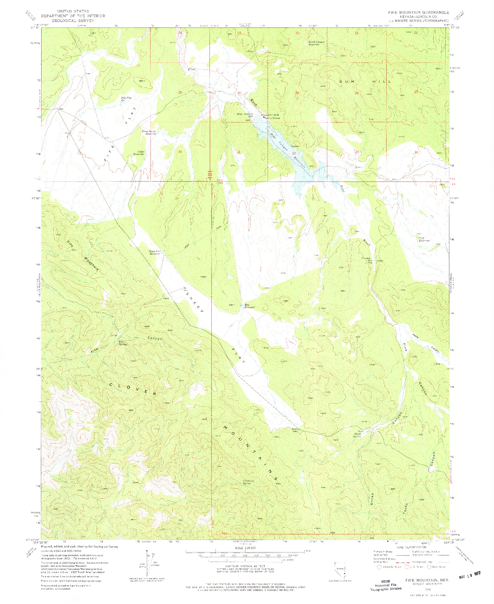 USGS 1:24000-SCALE QUADRANGLE FOR FIFE MOUNTAIN, NV 1973