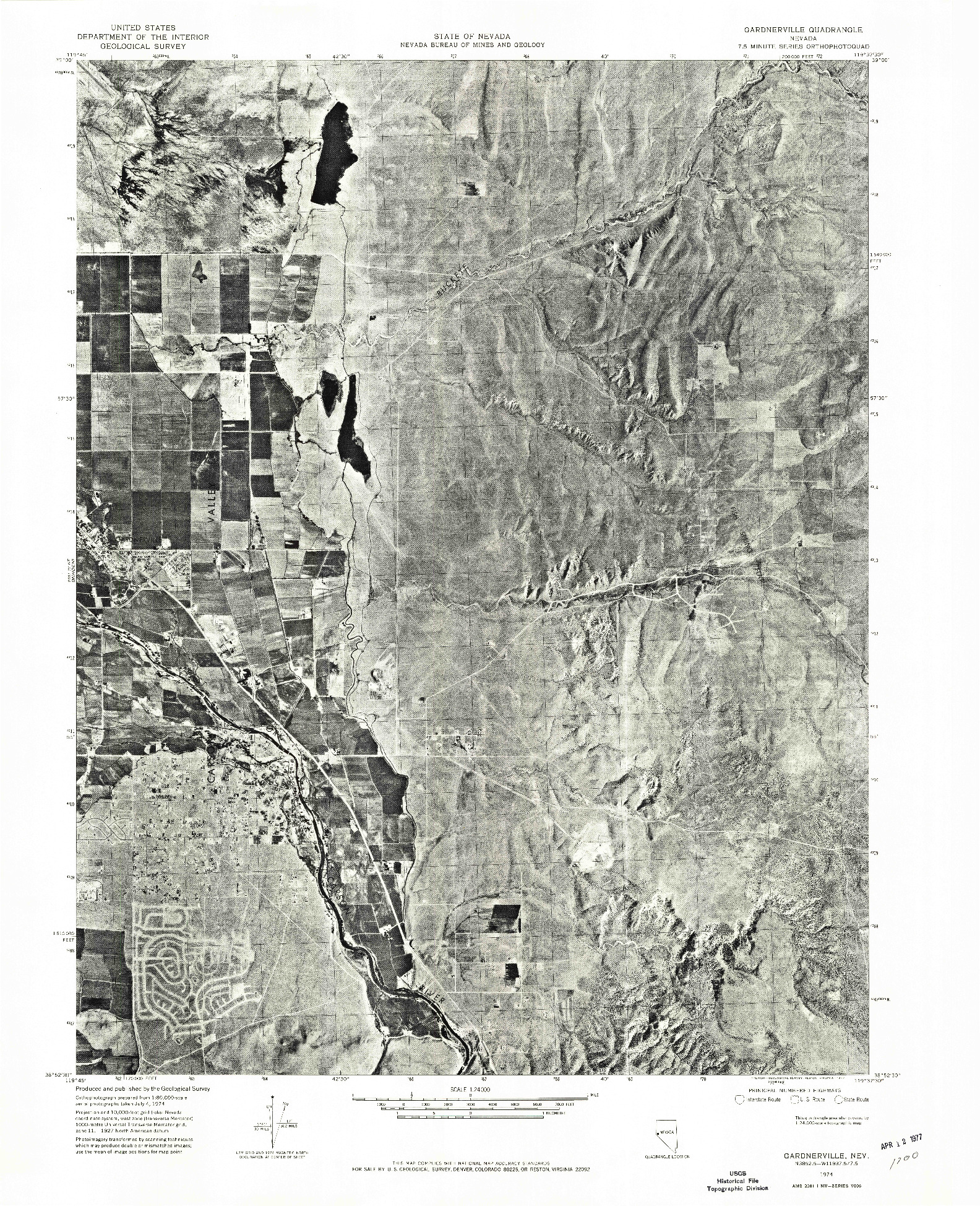 USGS 1:24000-SCALE QUADRANGLE FOR GARDNERVILLE, NV 1974