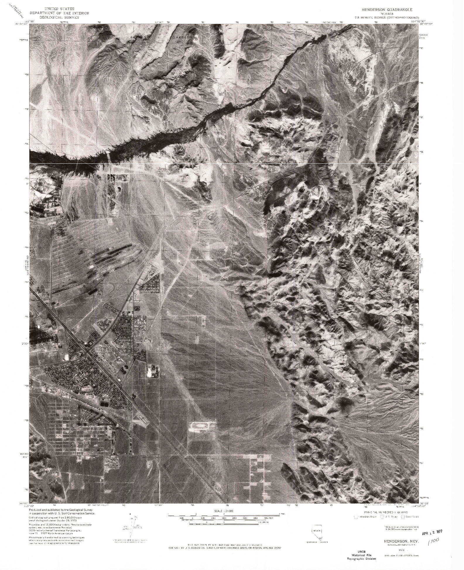 USGS 1:24000-SCALE QUADRANGLE FOR HENDERSON, NV 1973
