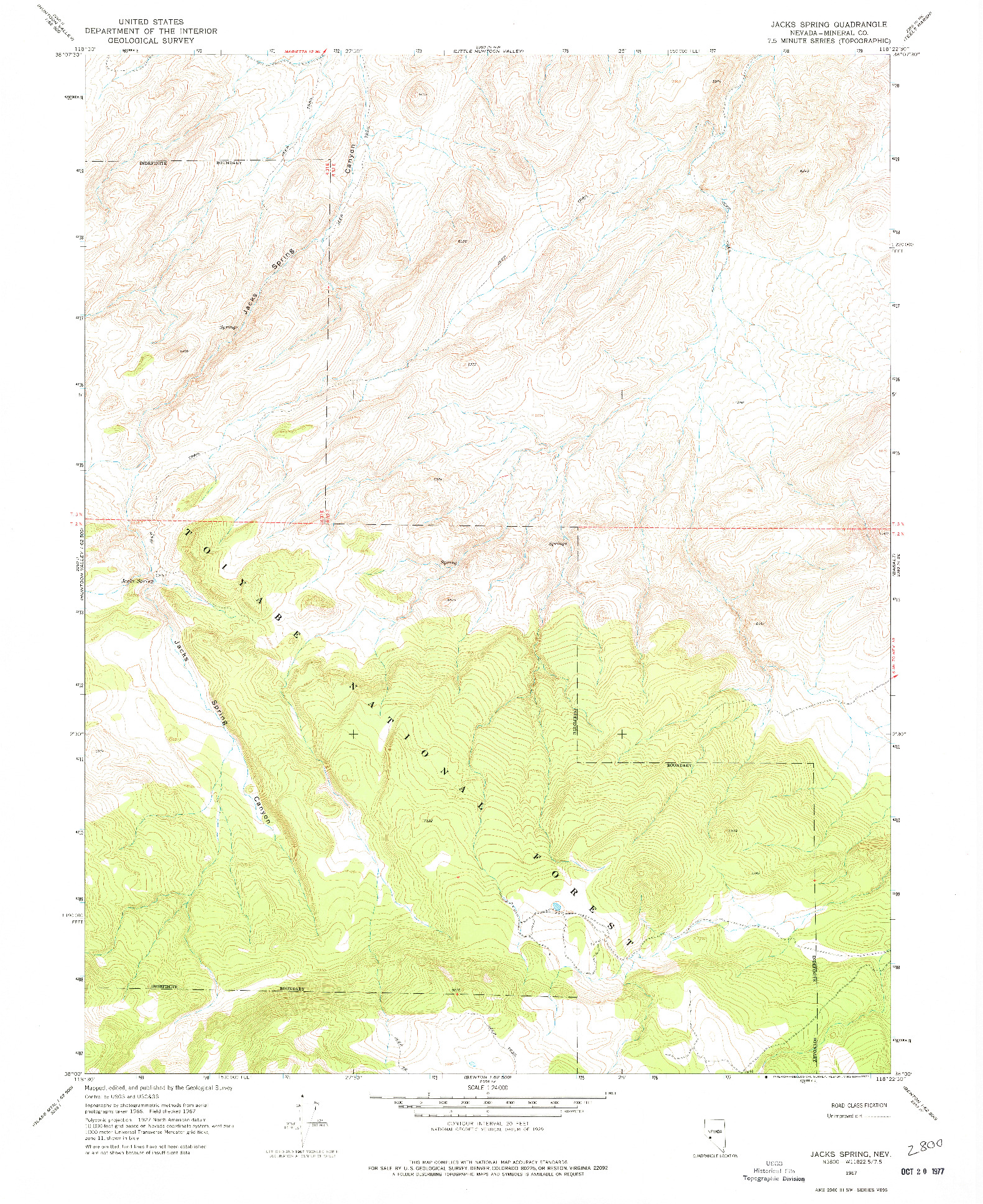 USGS 1:24000-SCALE QUADRANGLE FOR JACKS SPRING, NV 1967