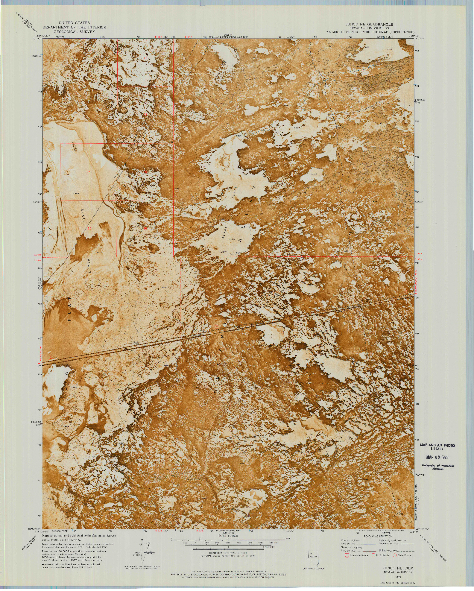 USGS 1:24000-SCALE QUADRANGLE FOR JUNGO NE, NV 1971