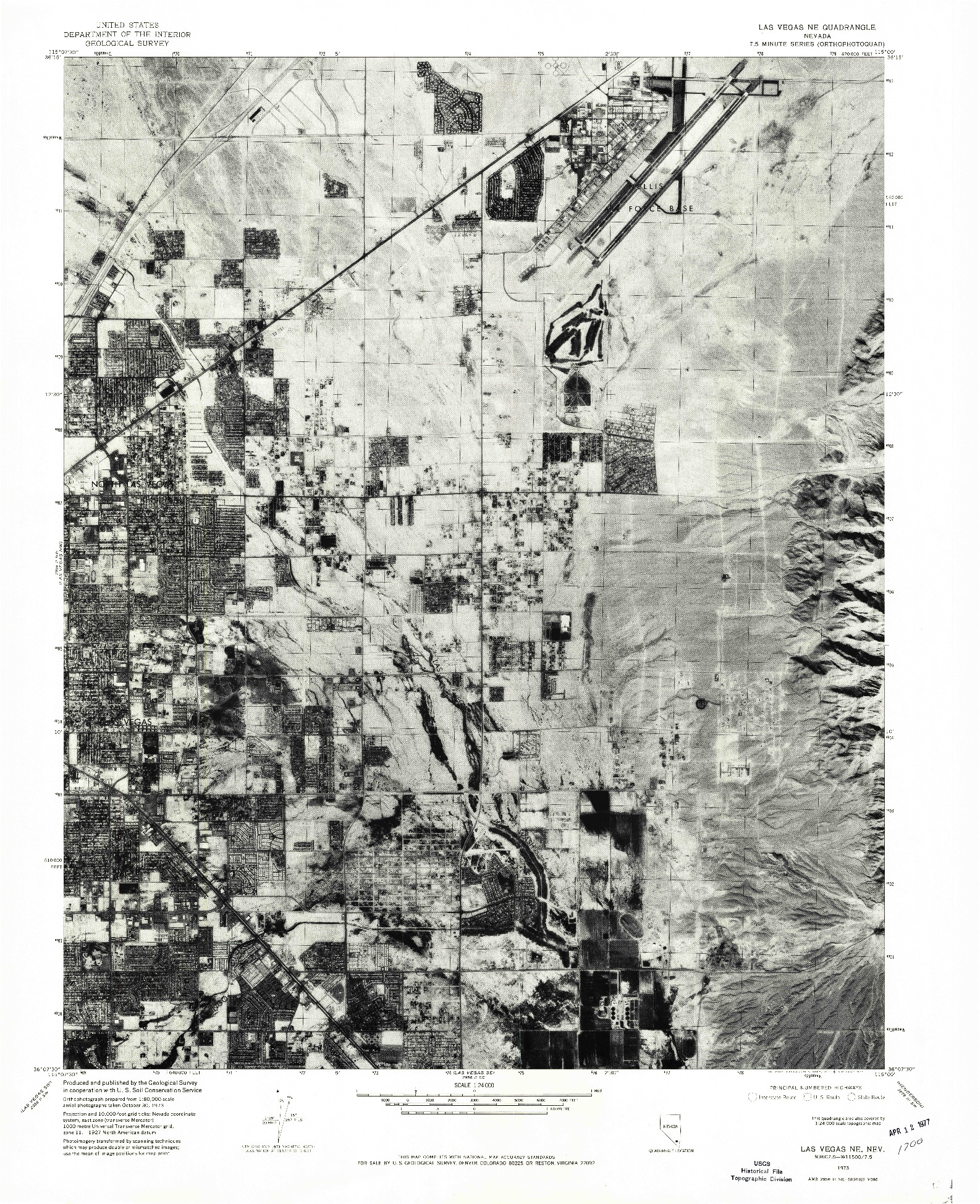 USGS 1:24000-SCALE QUADRANGLE FOR LAS VEGAS NE, NV 1973