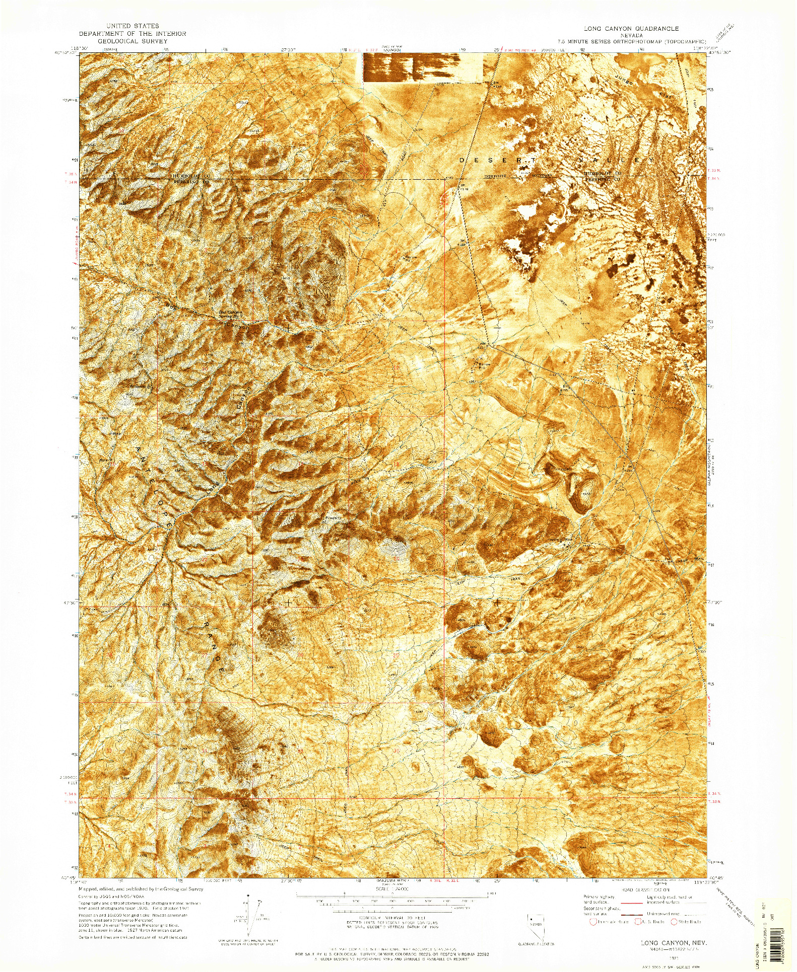 USGS 1:24000-SCALE QUADRANGLE FOR LONG CANYON, NV 1971