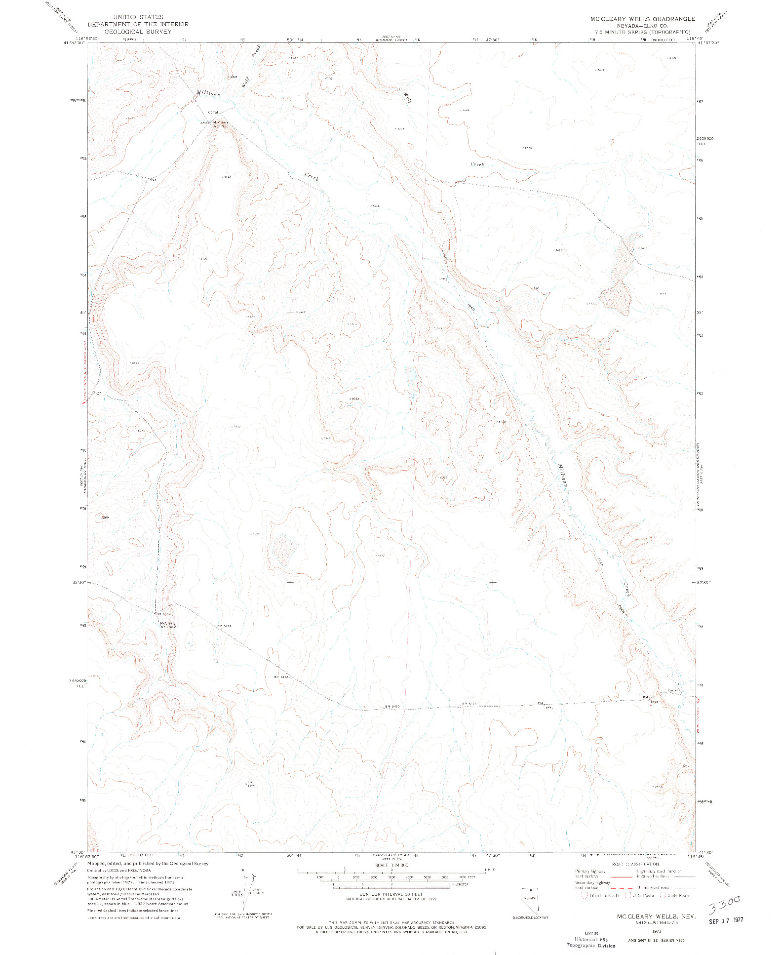 USGS 1:24000-SCALE QUADRANGLE FOR MCCLEARY WELLS, NV 1973