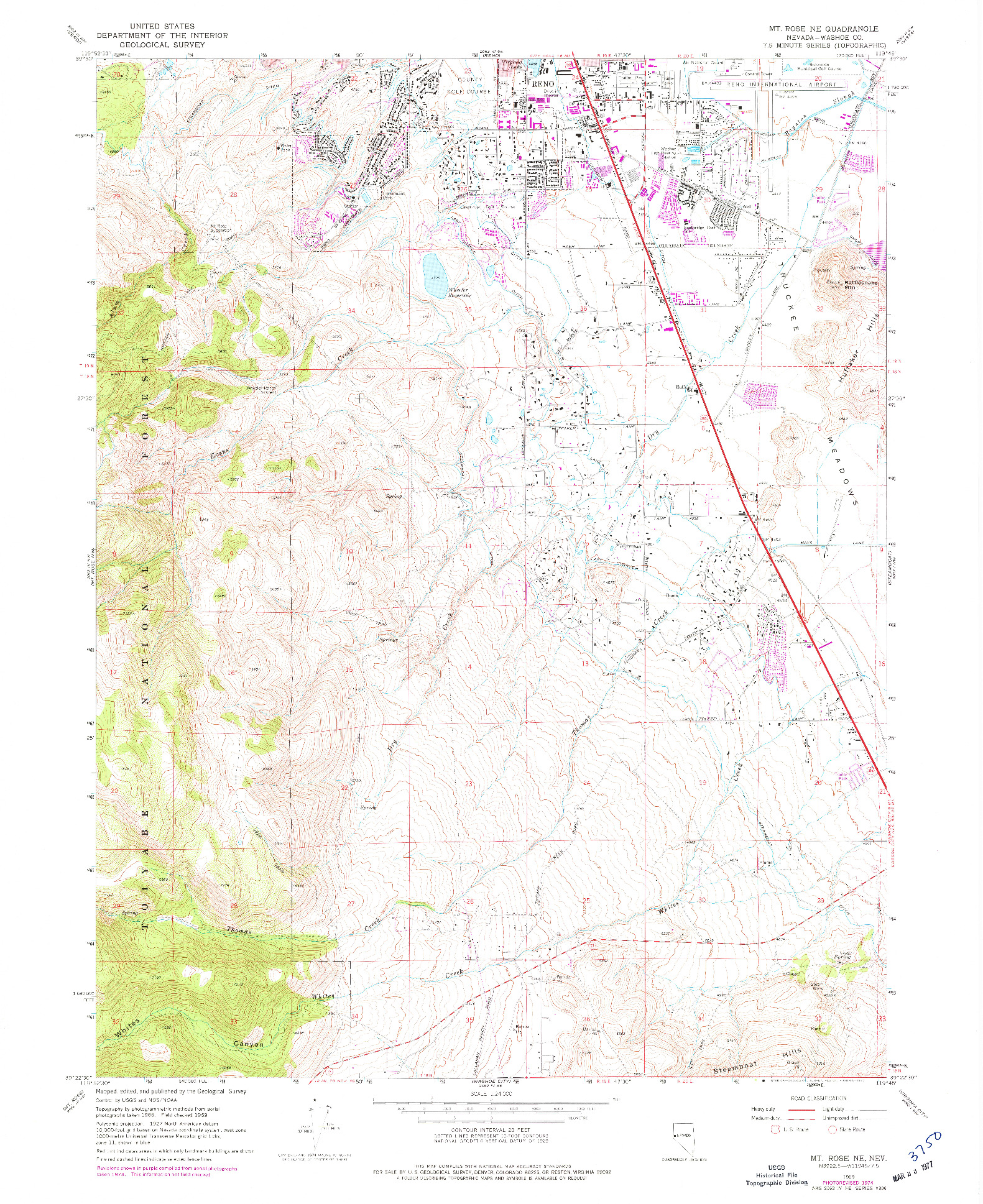 USGS 1:24000-SCALE QUADRANGLE FOR MT. ROSE NE, NV 1969