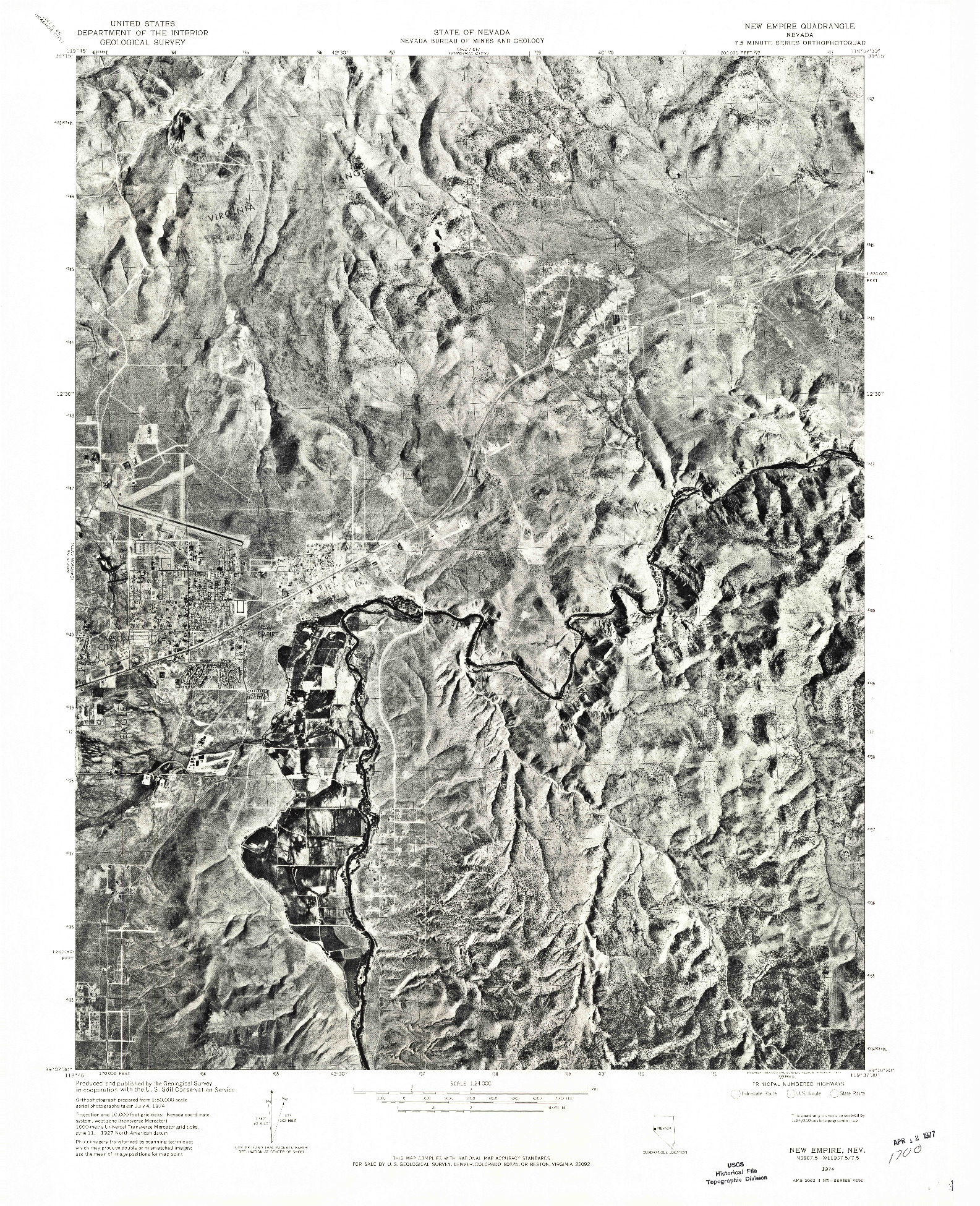 USGS 1:24000-SCALE QUADRANGLE FOR NEW EMPIRE, NV 1974