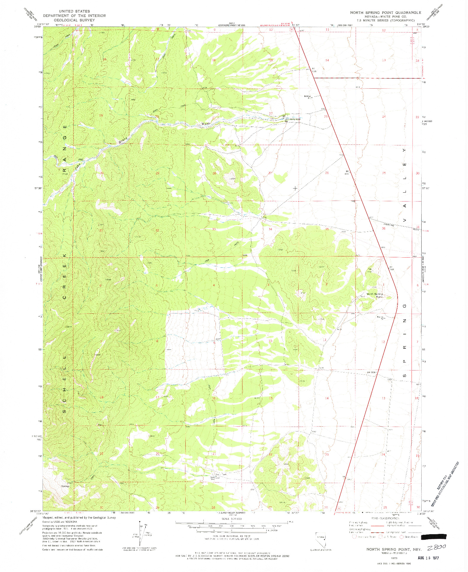 USGS 1:24000-SCALE QUADRANGLE FOR NORTH SPRING POINT, NV 1973
