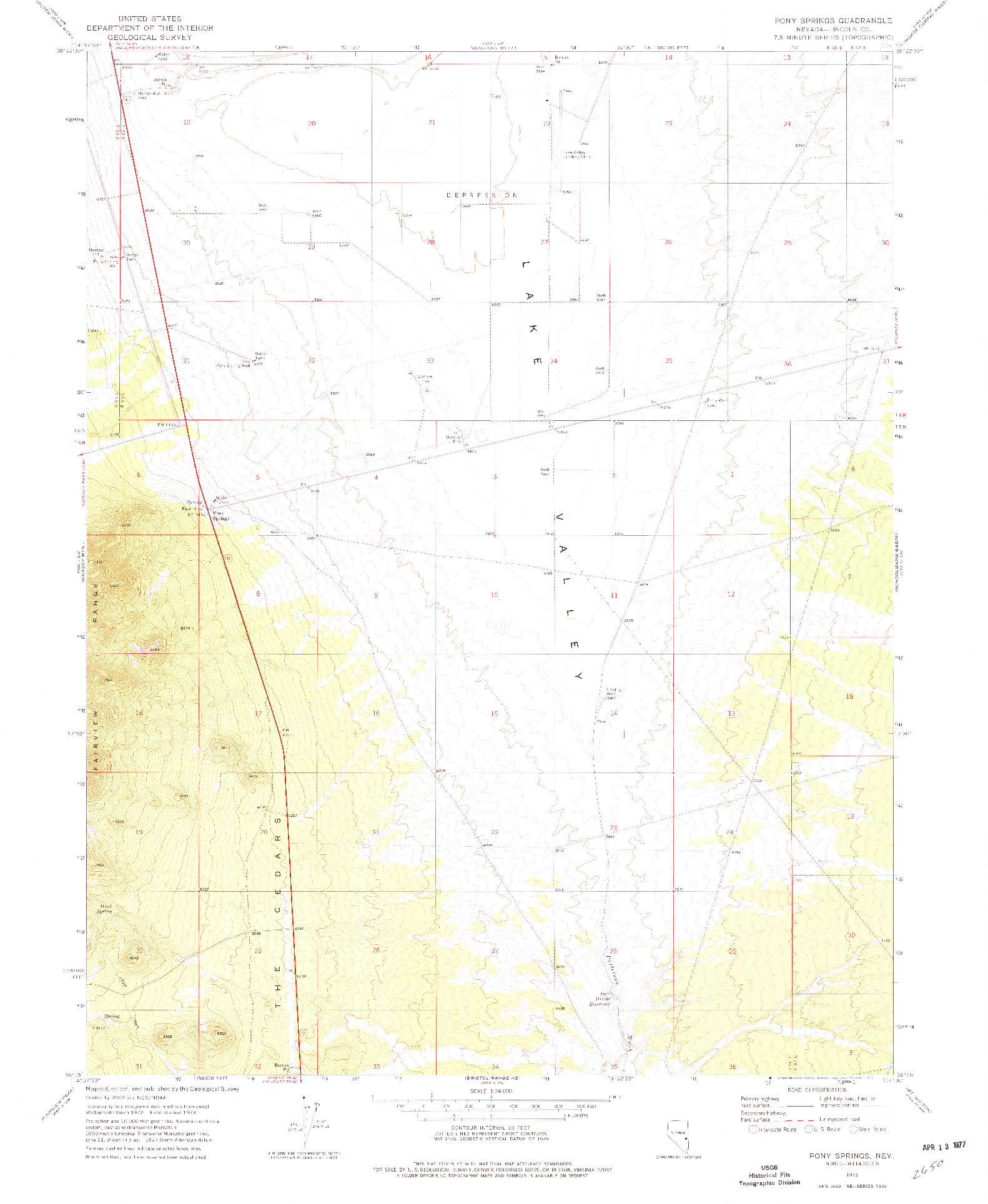 USGS 1:24000-SCALE QUADRANGLE FOR PONY SPRINGS, NV 1973
