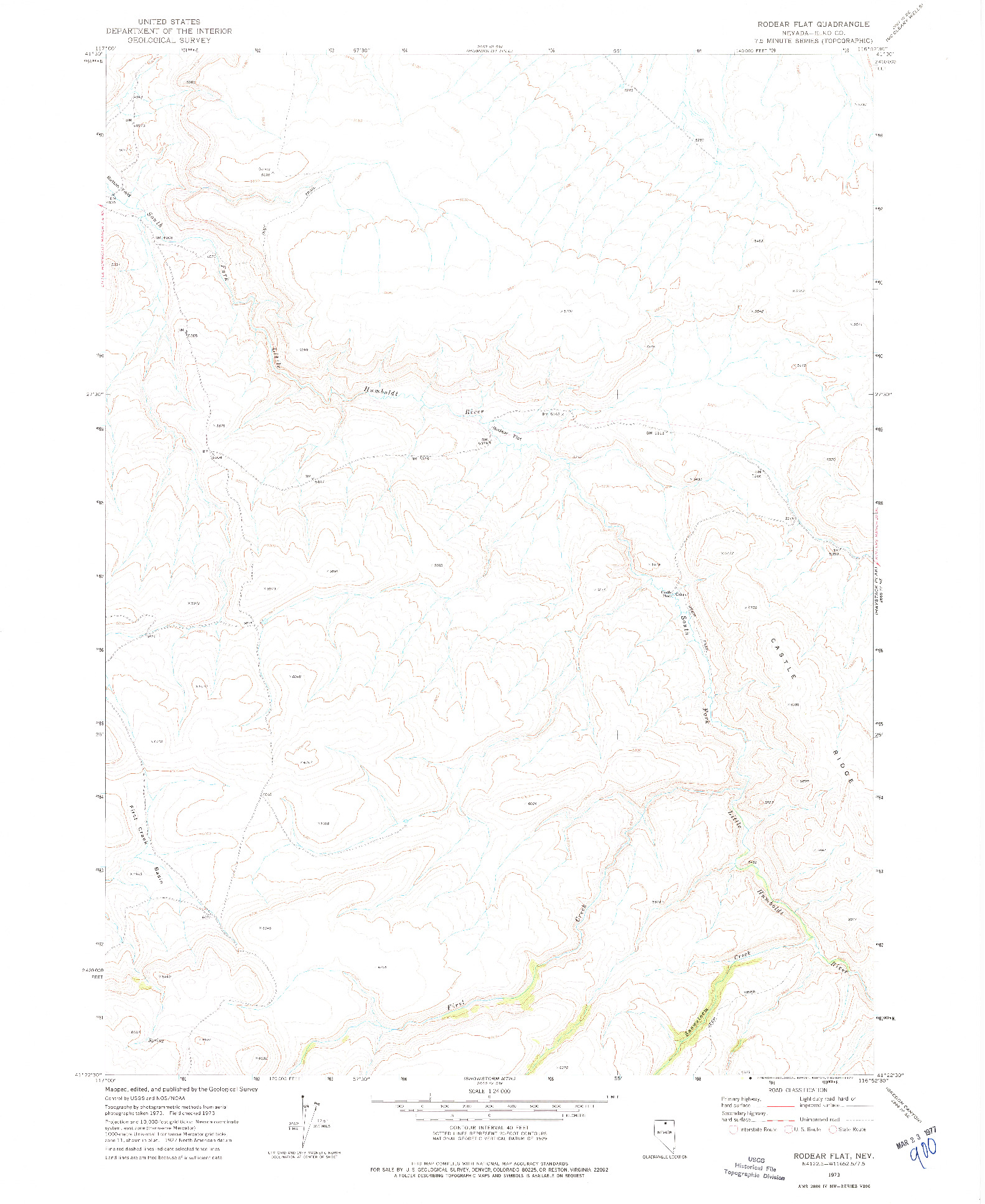 USGS 1:24000-SCALE QUADRANGLE FOR RODEAR FLAT, NV 1973