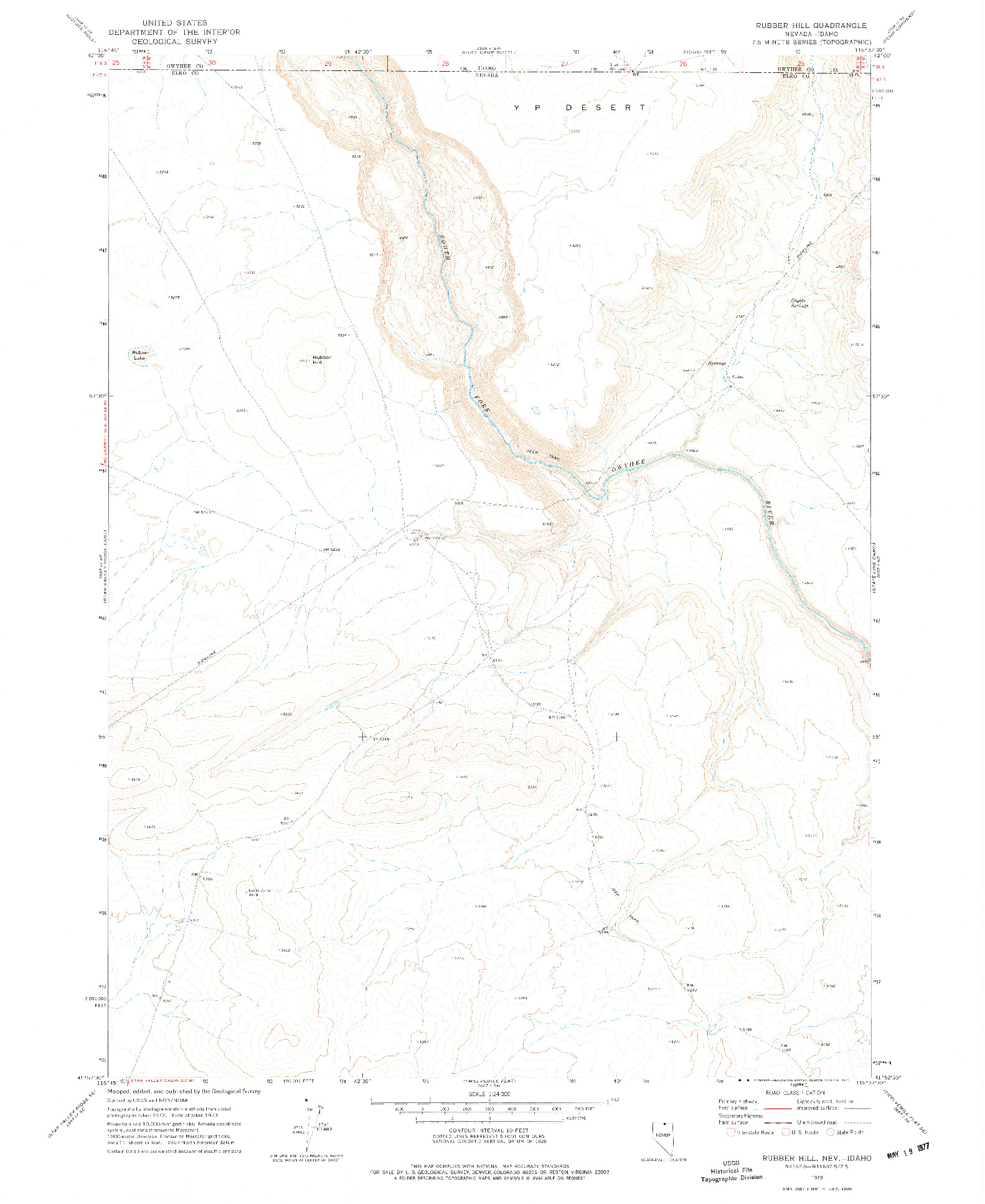 USGS 1:24000-SCALE QUADRANGLE FOR RUBBER HILL, NV 1973