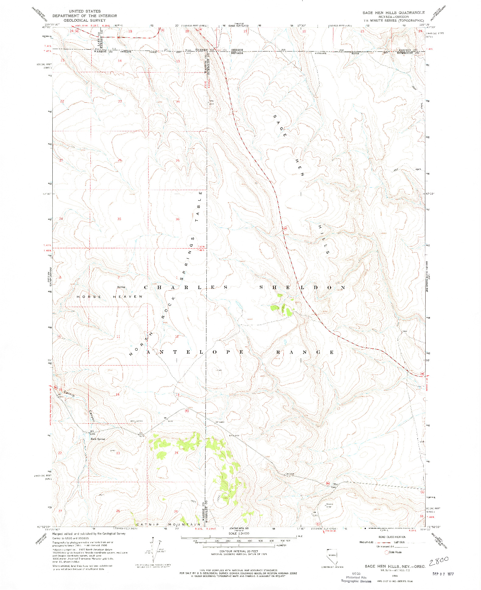 USGS 1:24000-SCALE QUADRANGLE FOR SAGE HEN HILLS, NV 1966