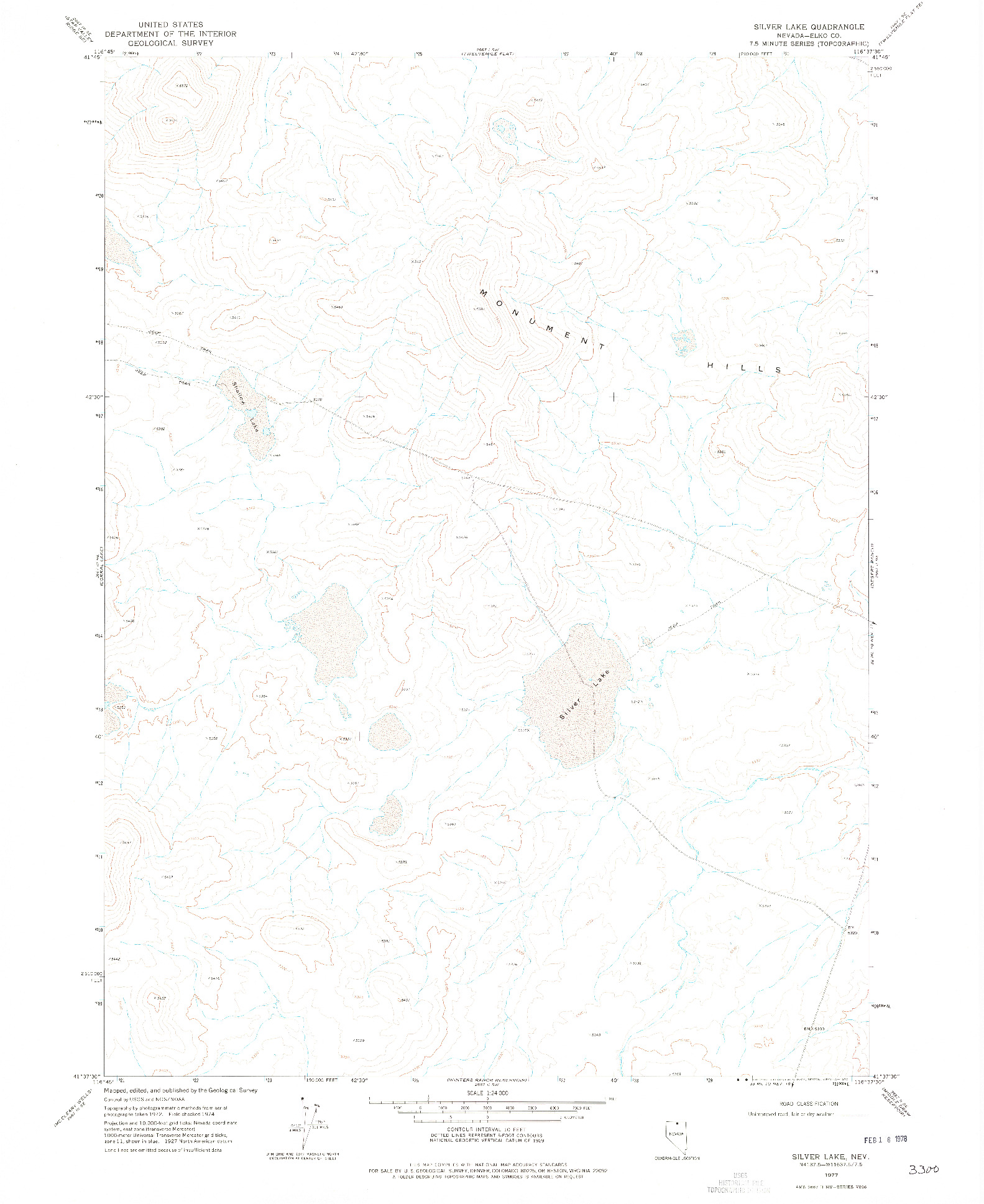 USGS 1:24000-SCALE QUADRANGLE FOR SILVER LAKE, NV 1977