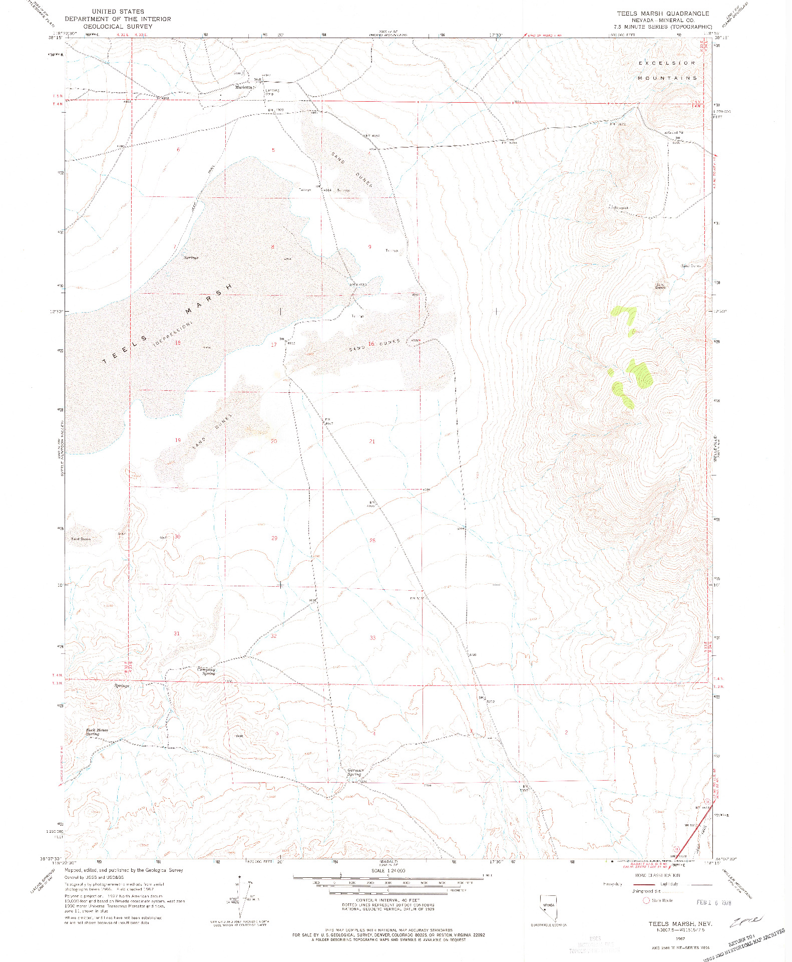 USGS 1:24000-SCALE QUADRANGLE FOR TEELS MARSH, NV 1967