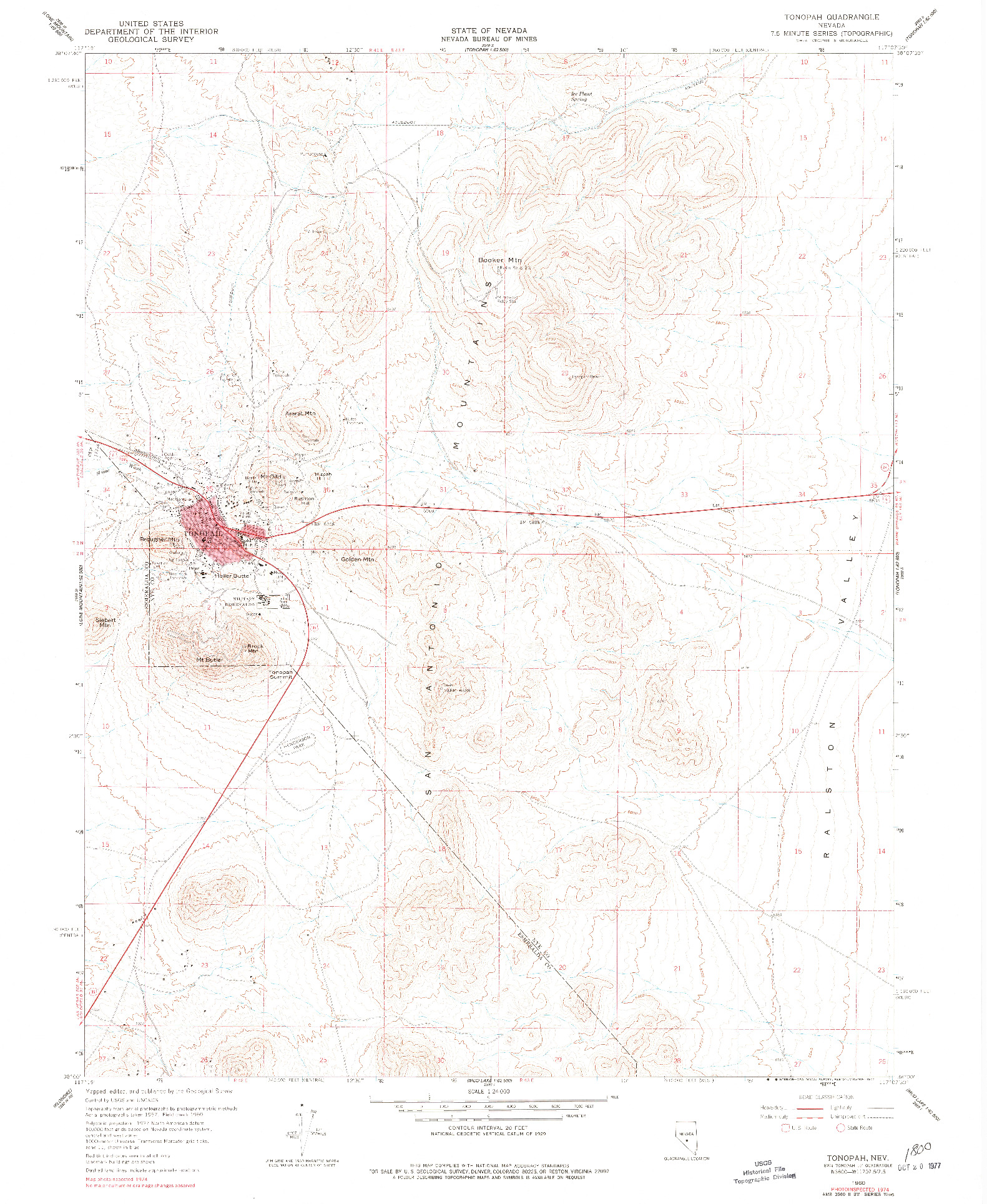 USGS 1:24000-SCALE QUADRANGLE FOR TONOPAH, NV 1960