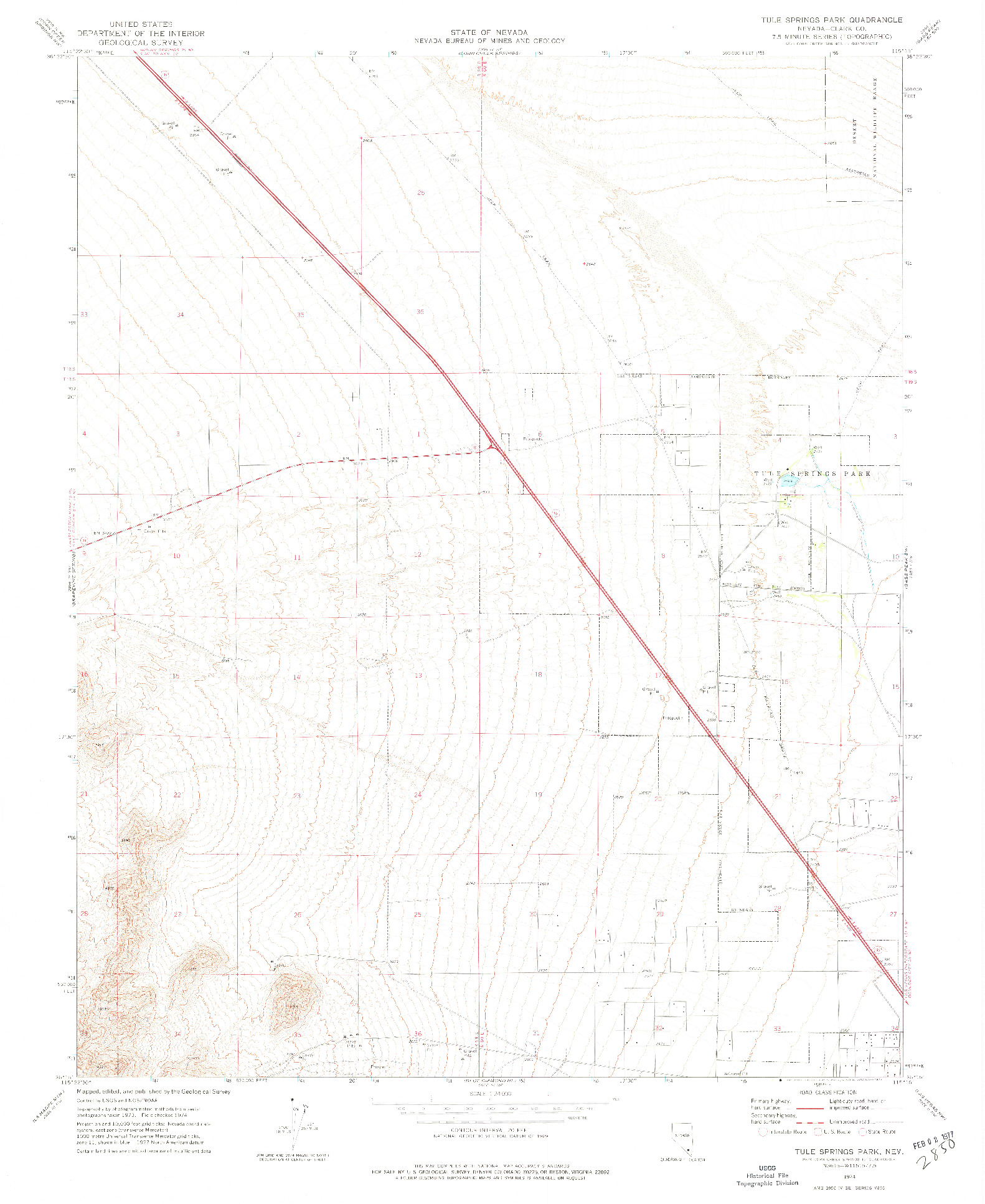 USGS 1:24000-SCALE QUADRANGLE FOR TULE SPRINGS PARK, NV 1974