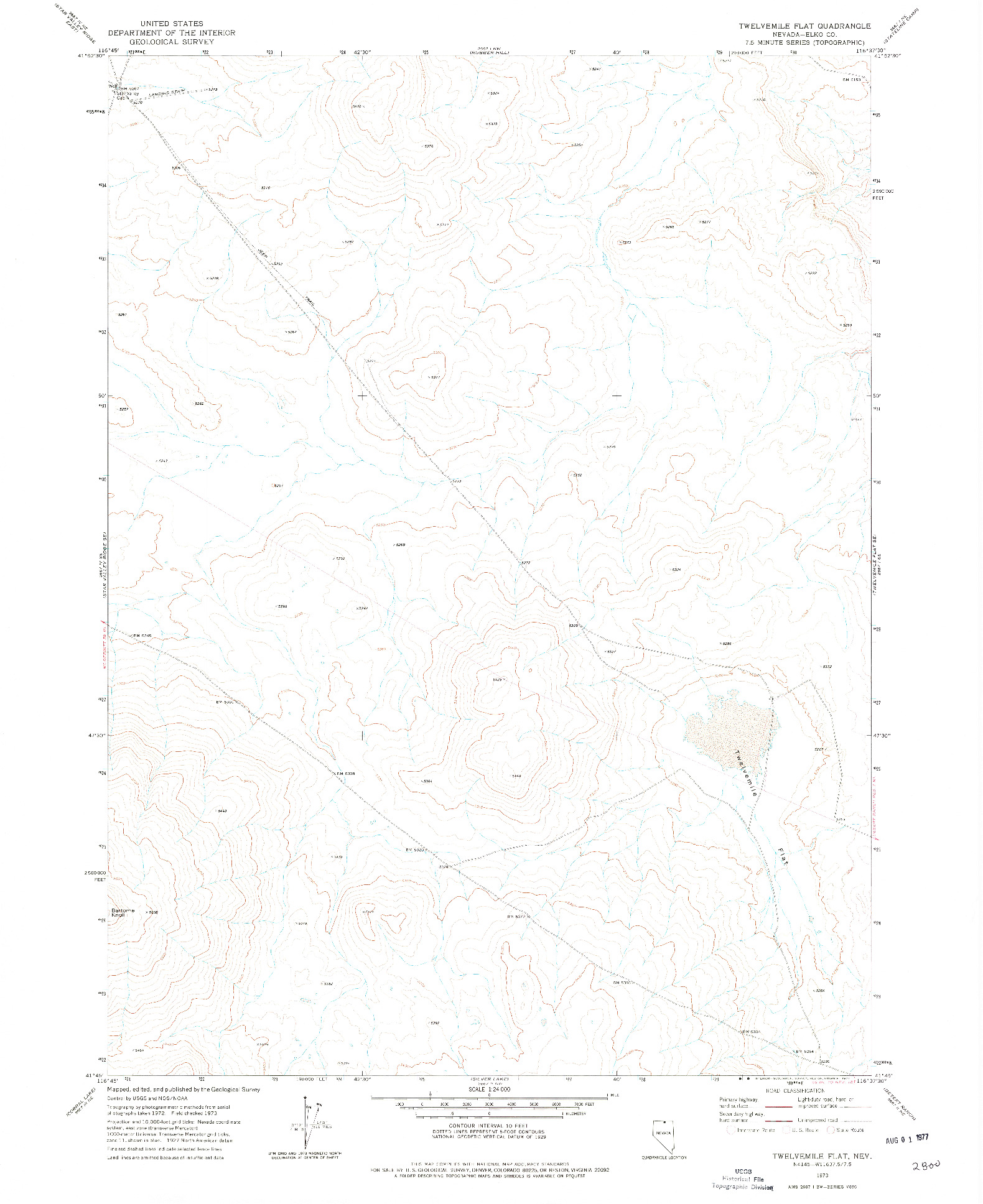 USGS 1:24000-SCALE QUADRANGLE FOR TWELVEMILE FLAT, NV 1973