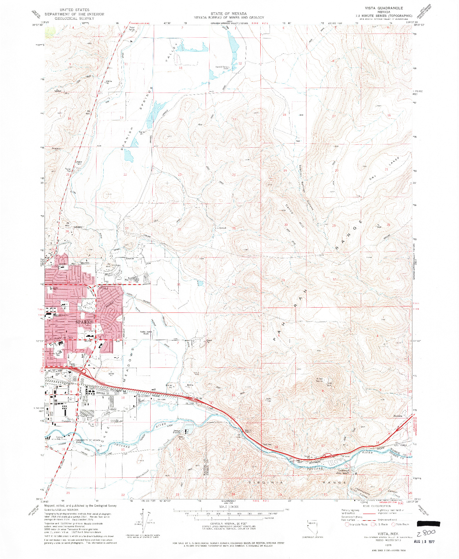 USGS 1:24000-SCALE QUADRANGLE FOR VISTA, NV 1975