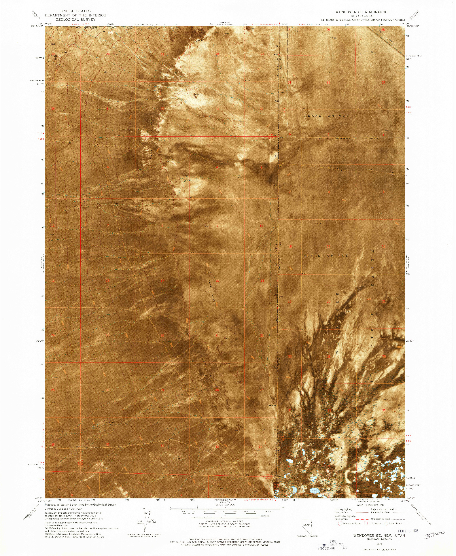 USGS 1:24000-SCALE QUADRANGLE FOR WENDOVER SE, NV 1972