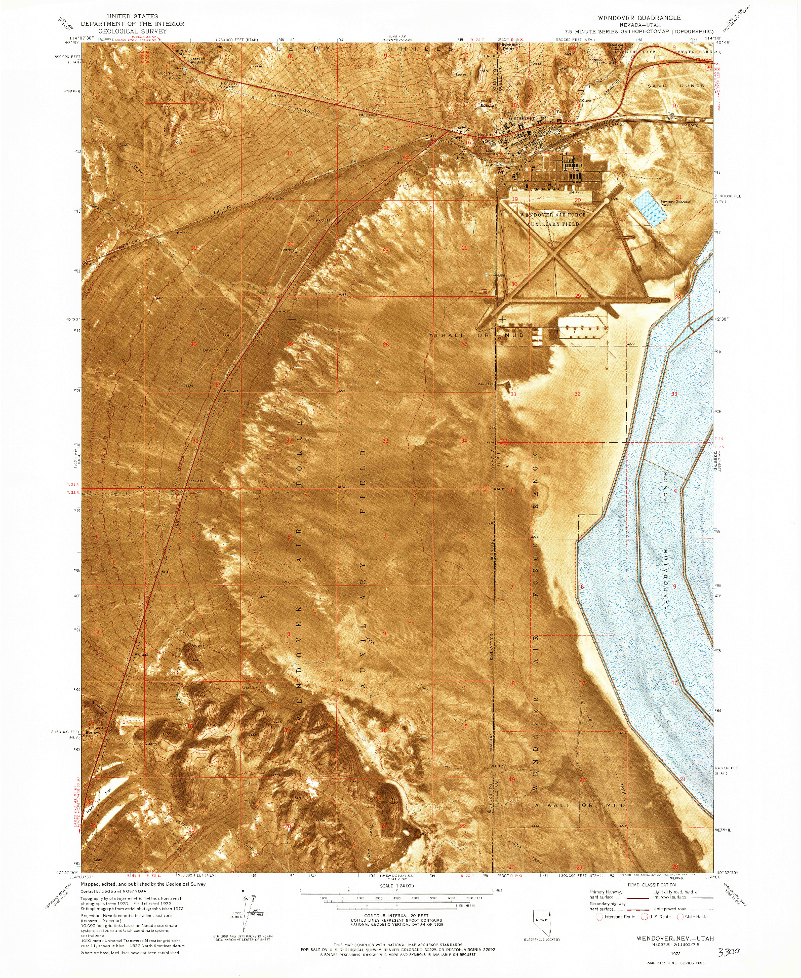USGS 1:24000-SCALE QUADRANGLE FOR WENDOVER, NV 1972