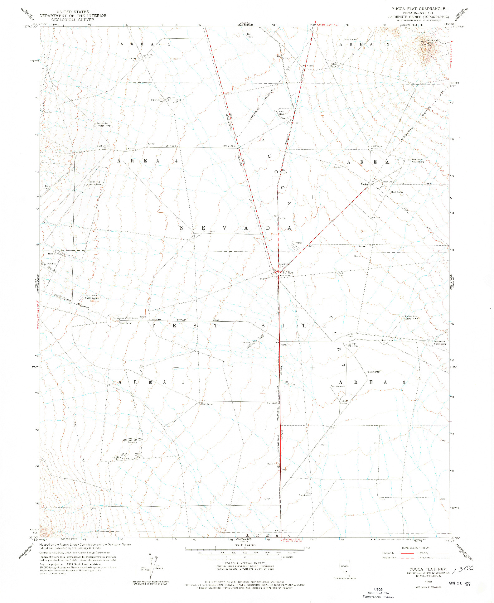 USGS 1:24000-SCALE QUADRANGLE FOR YUCCA FLAT, NV 1960
