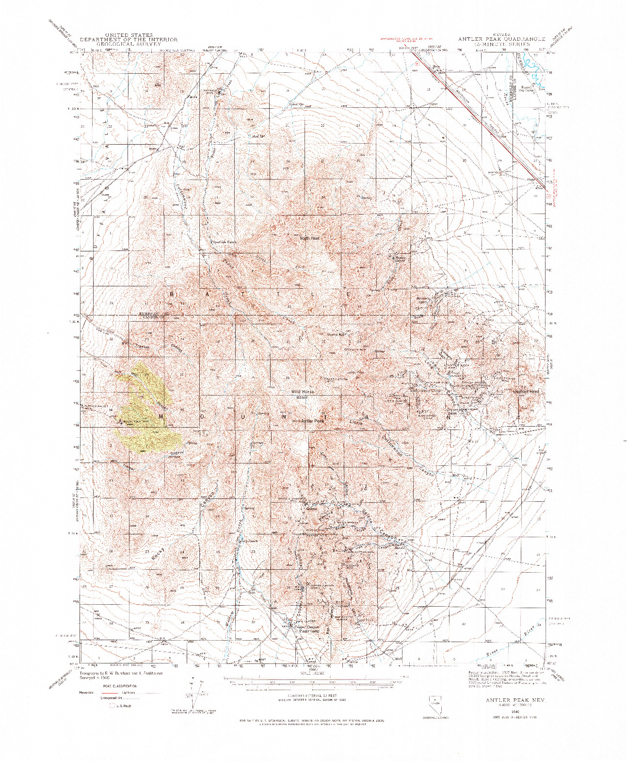 USGS 1:62500-SCALE QUADRANGLE FOR ANTLER PEAK, NV 1940