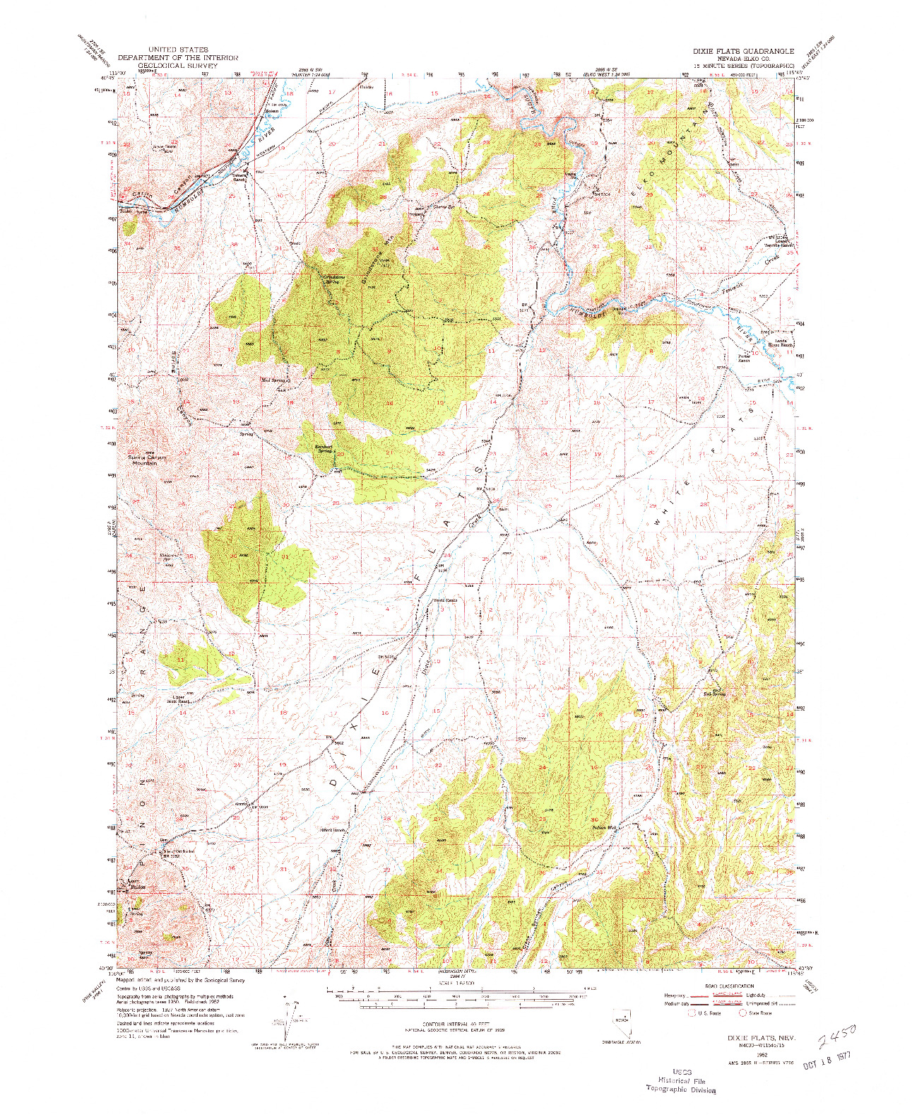 USGS 1:62500-SCALE QUADRANGLE FOR DIXIE FLATS, NV 1952