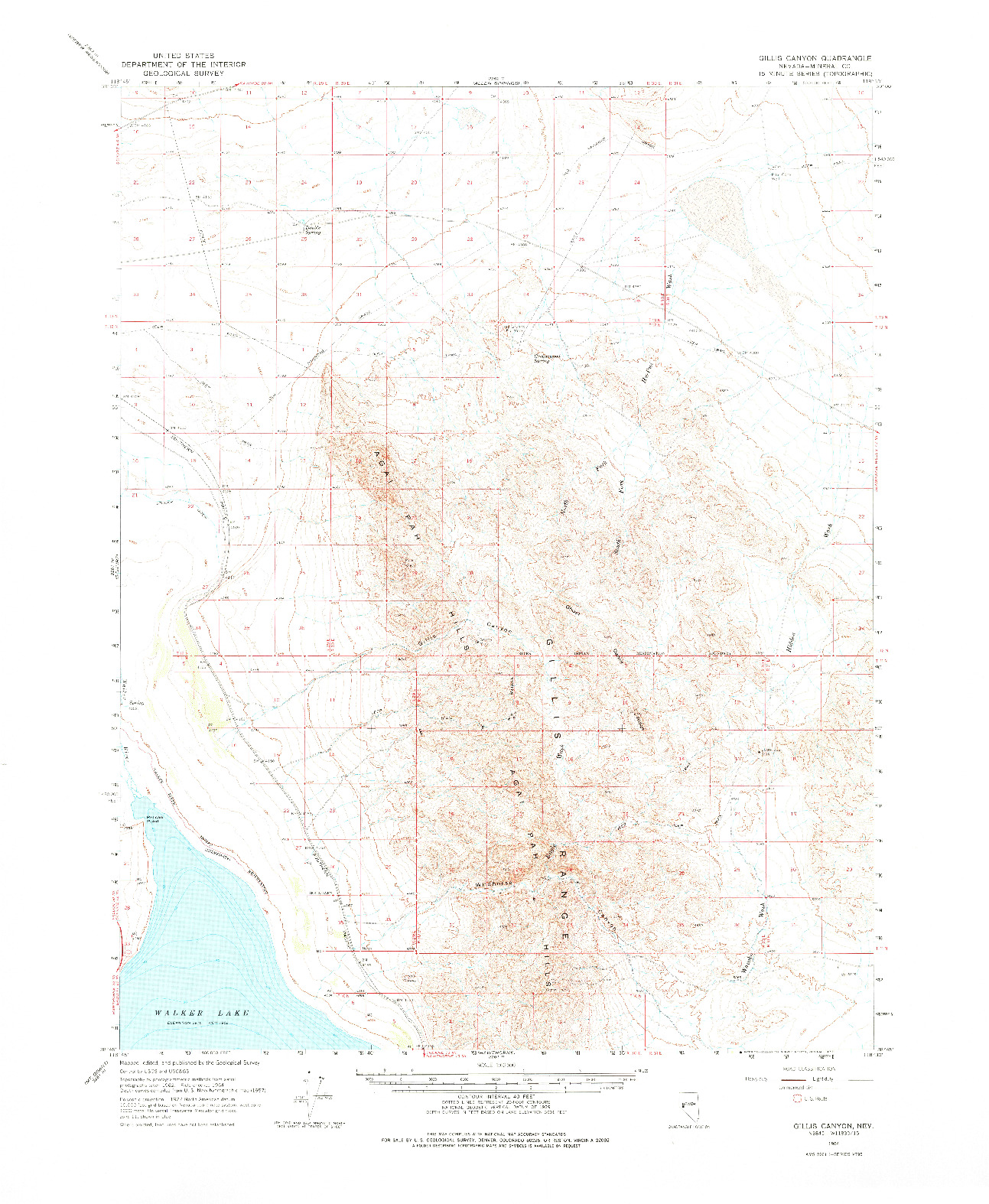 USGS 1:62500-SCALE QUADRANGLE FOR GILLIS CANYON, NV 1964