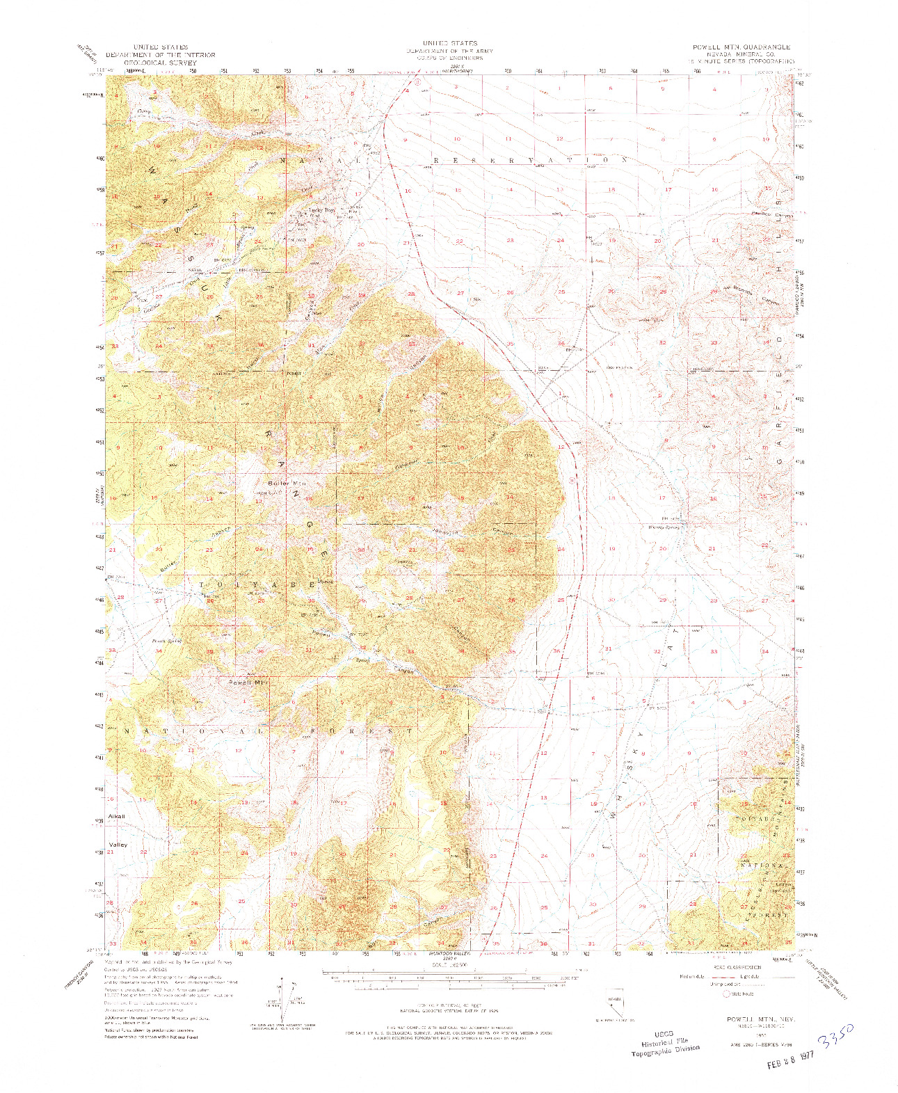 USGS 1:62500-SCALE QUADRANGLE FOR POWELL MTN, NV 1955