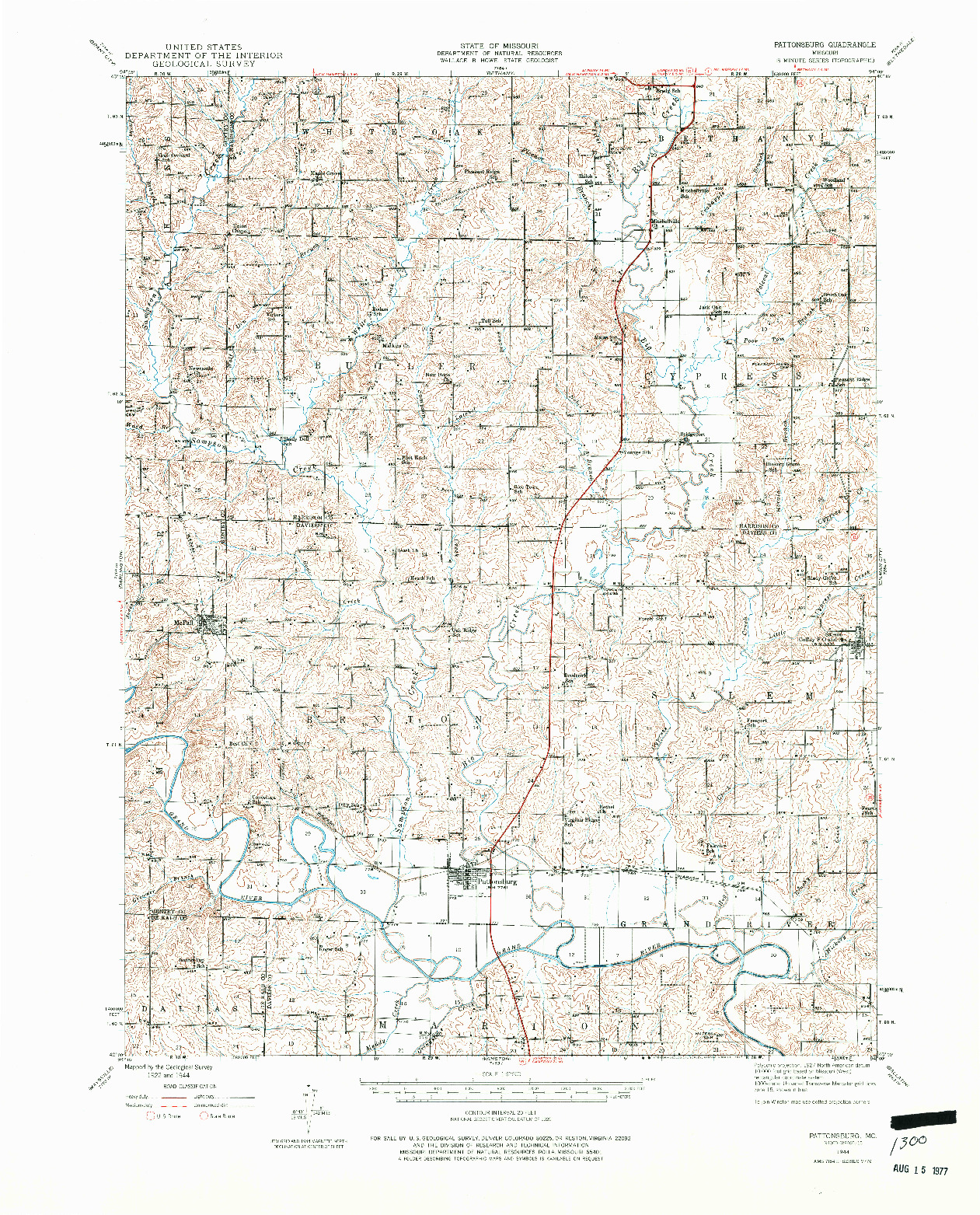 USGS 1:62500-SCALE QUADRANGLE FOR PATTONSBURG, MO 1944