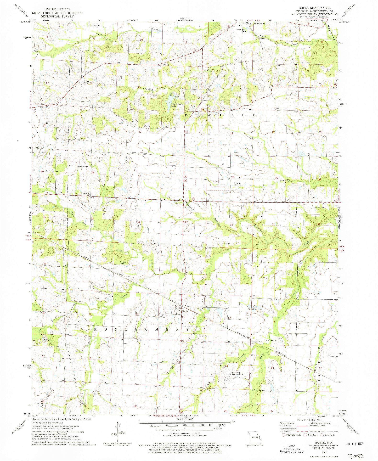 USGS 1:24000-SCALE QUADRANGLE FOR BUELL, MO 1973