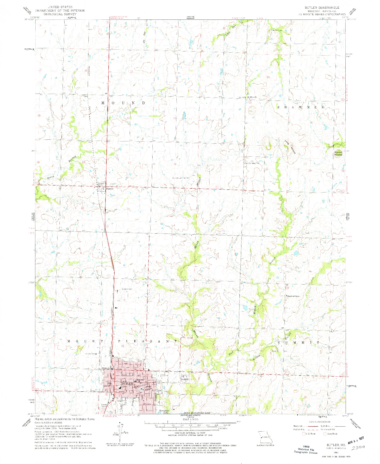 USGS 1:24000-SCALE QUADRANGLE FOR BUTLER, MO 1961