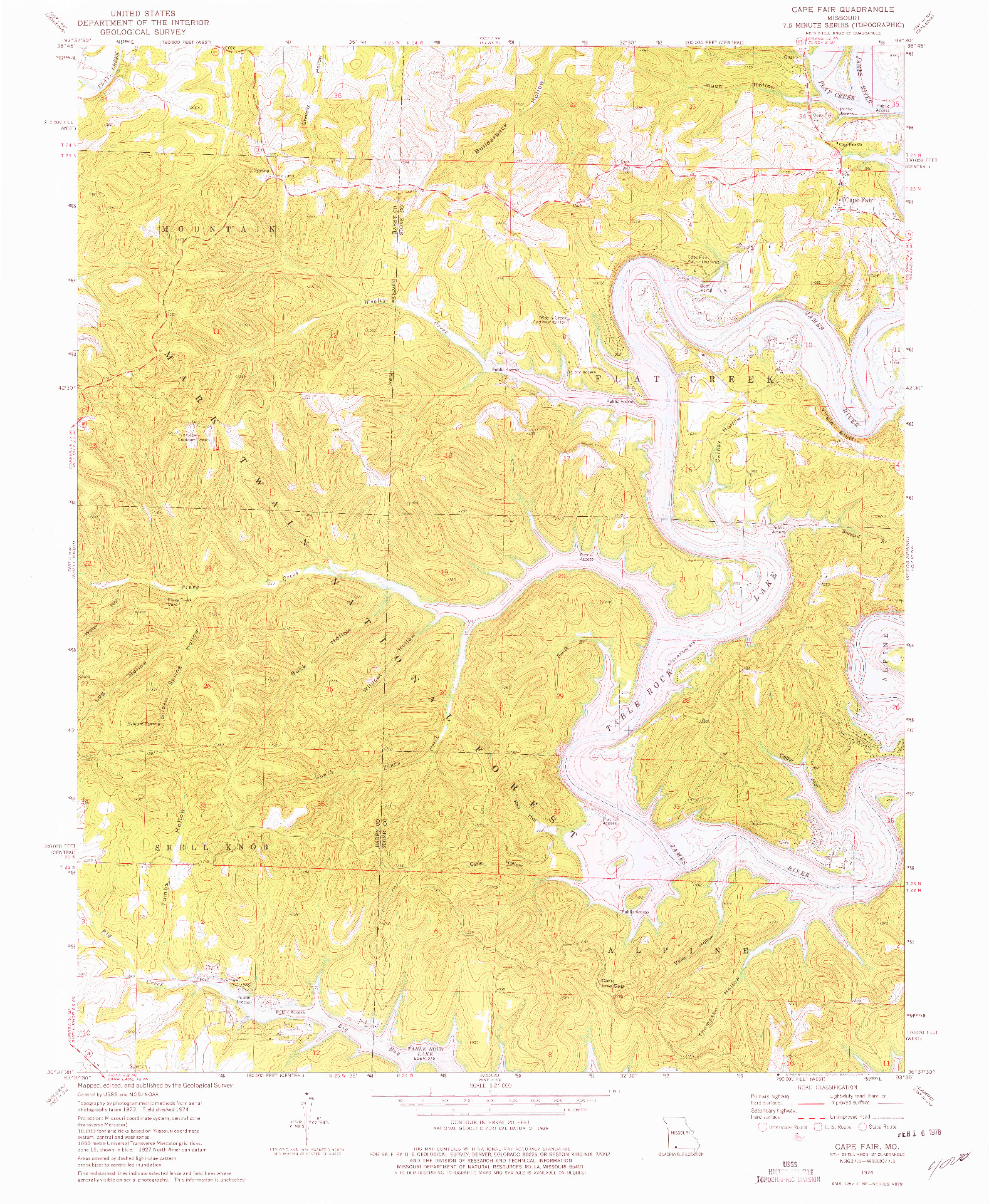 USGS 1:24000-SCALE QUADRANGLE FOR CAPE FAIR, MO 1974