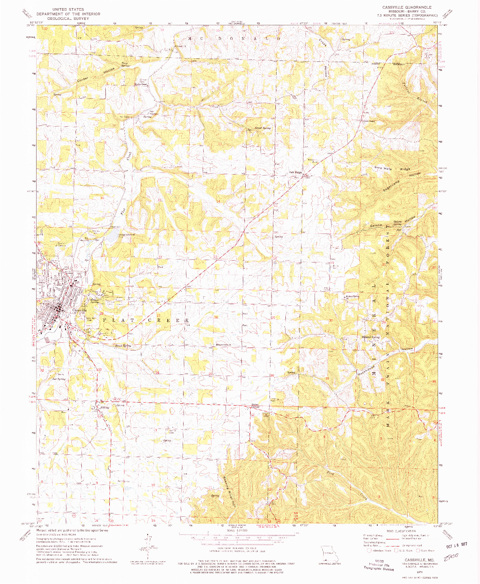 USGS 1:24000-SCALE QUADRANGLE FOR CASSVILLE, MO 1974