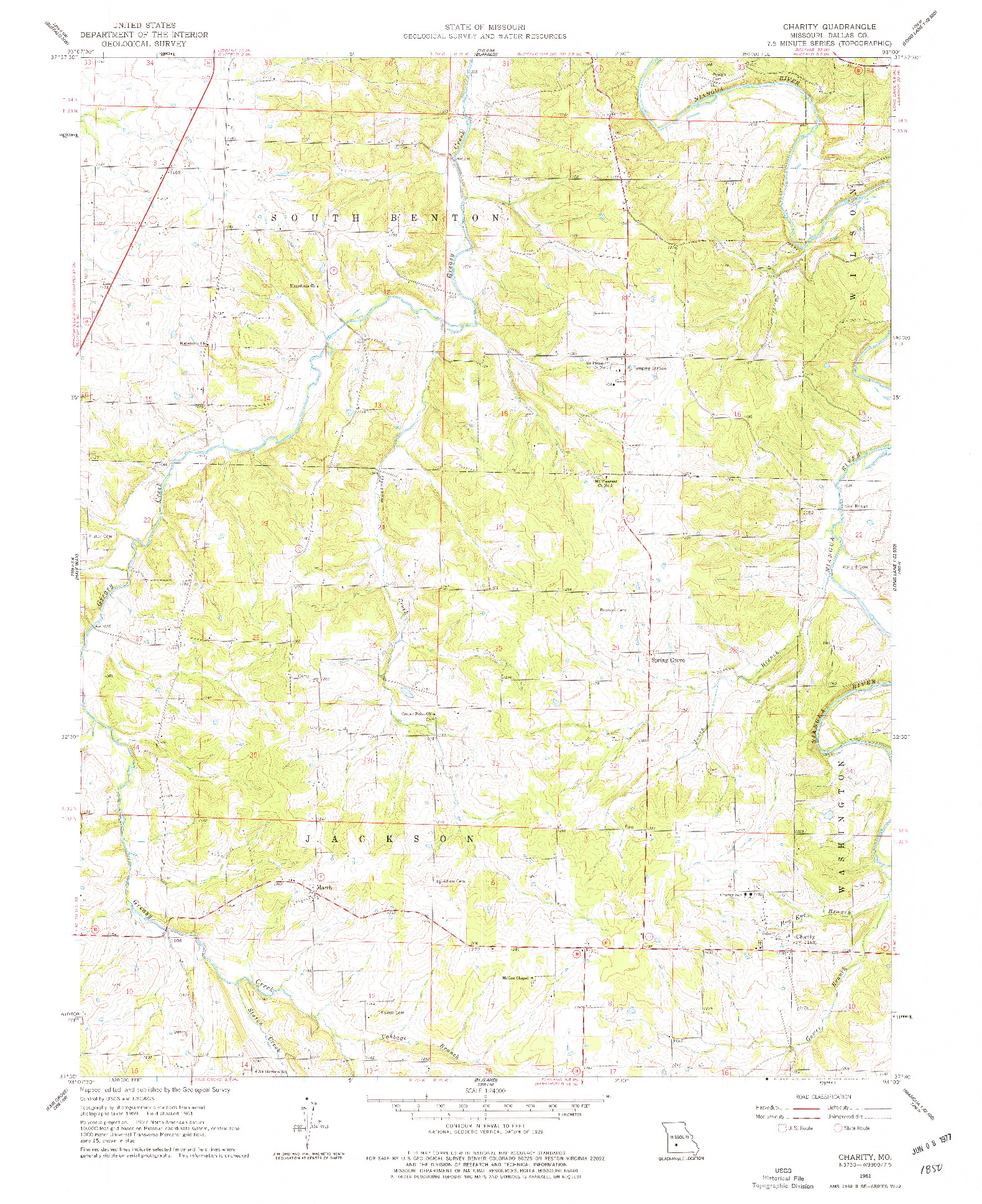 USGS 1:24000-SCALE QUADRANGLE FOR CHARITY, MO 1961