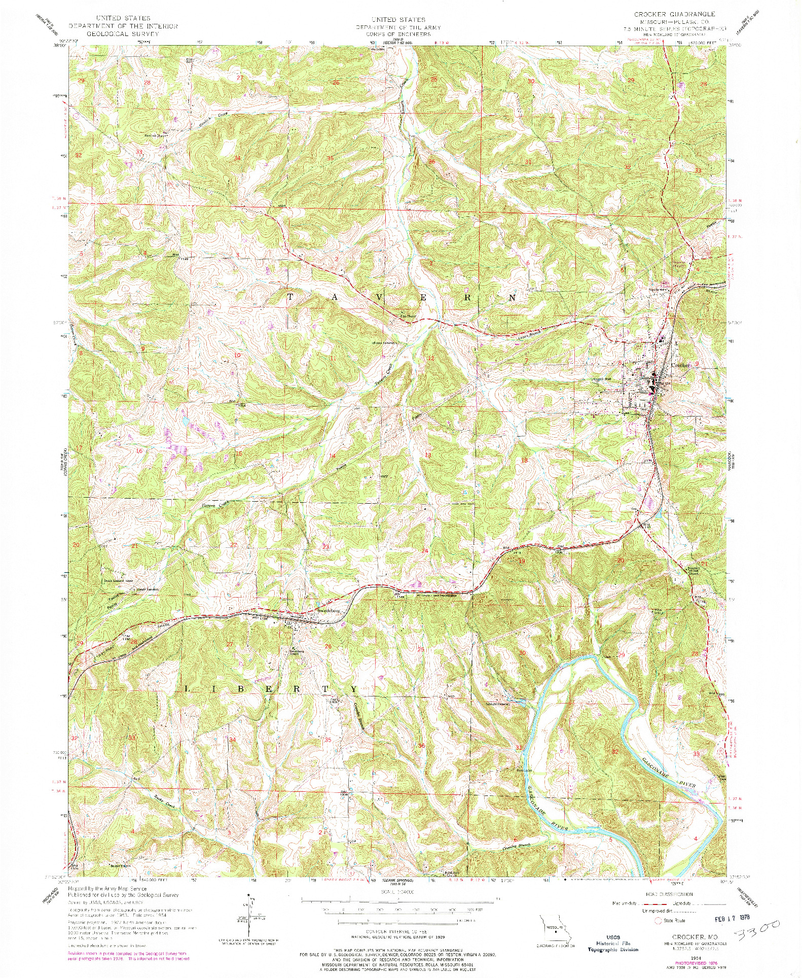 USGS 1:24000-SCALE QUADRANGLE FOR CROCKER, MO 1954