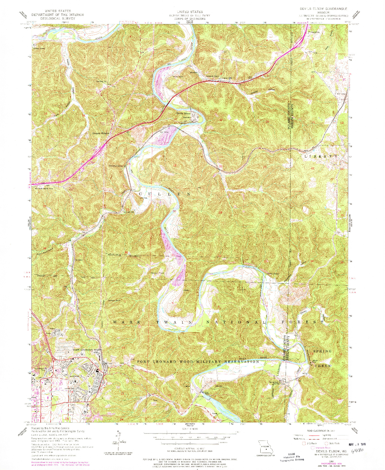 USGS 1:24000-SCALE QUADRANGLE FOR DEVILS ELBOW, MO 1954