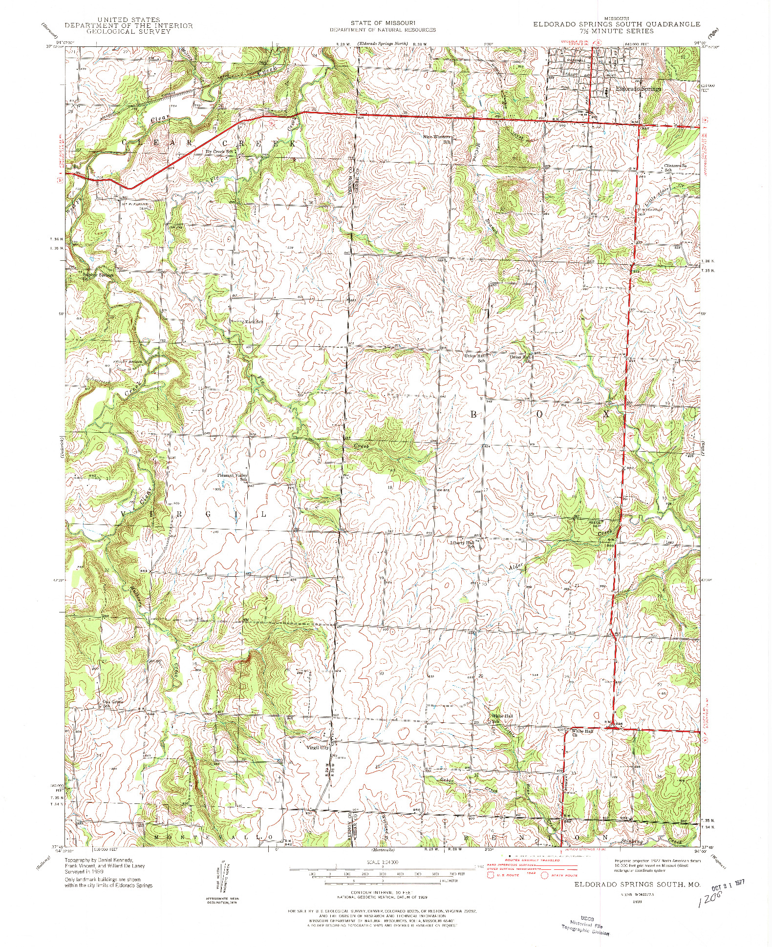 USGS 1:24000-SCALE QUADRANGLE FOR ELDORADO SPRINGS SOUTH, MO 1939