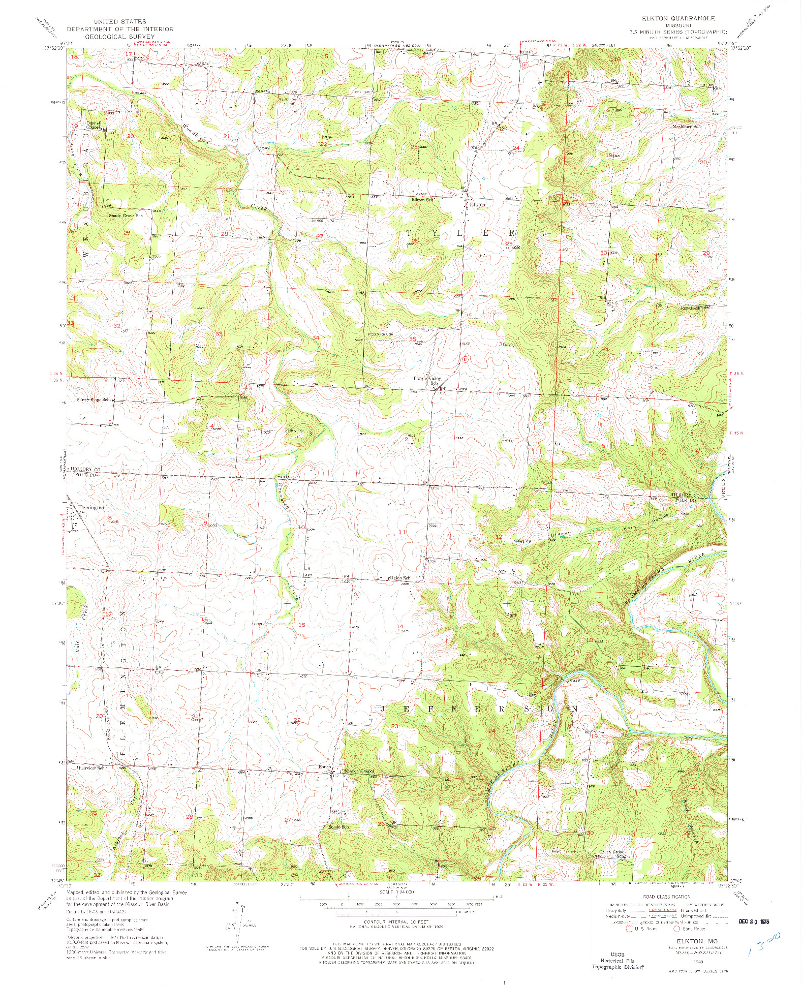 USGS 1:24000-SCALE QUADRANGLE FOR ELKTON, MO 1949